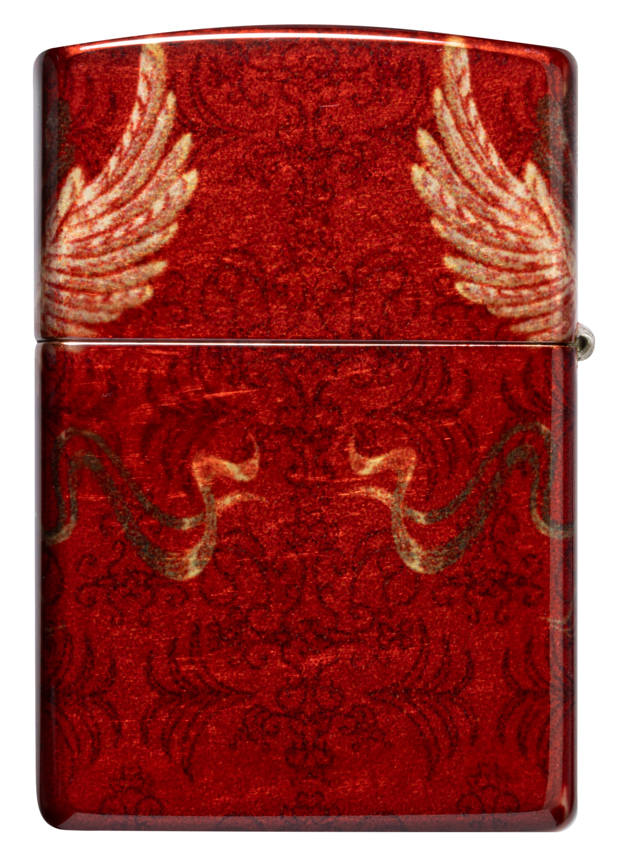 Front shot of Zippo Bejeweled Beetle Design High Polish Brass Windproof Lighter standing at a 3/4 angle.