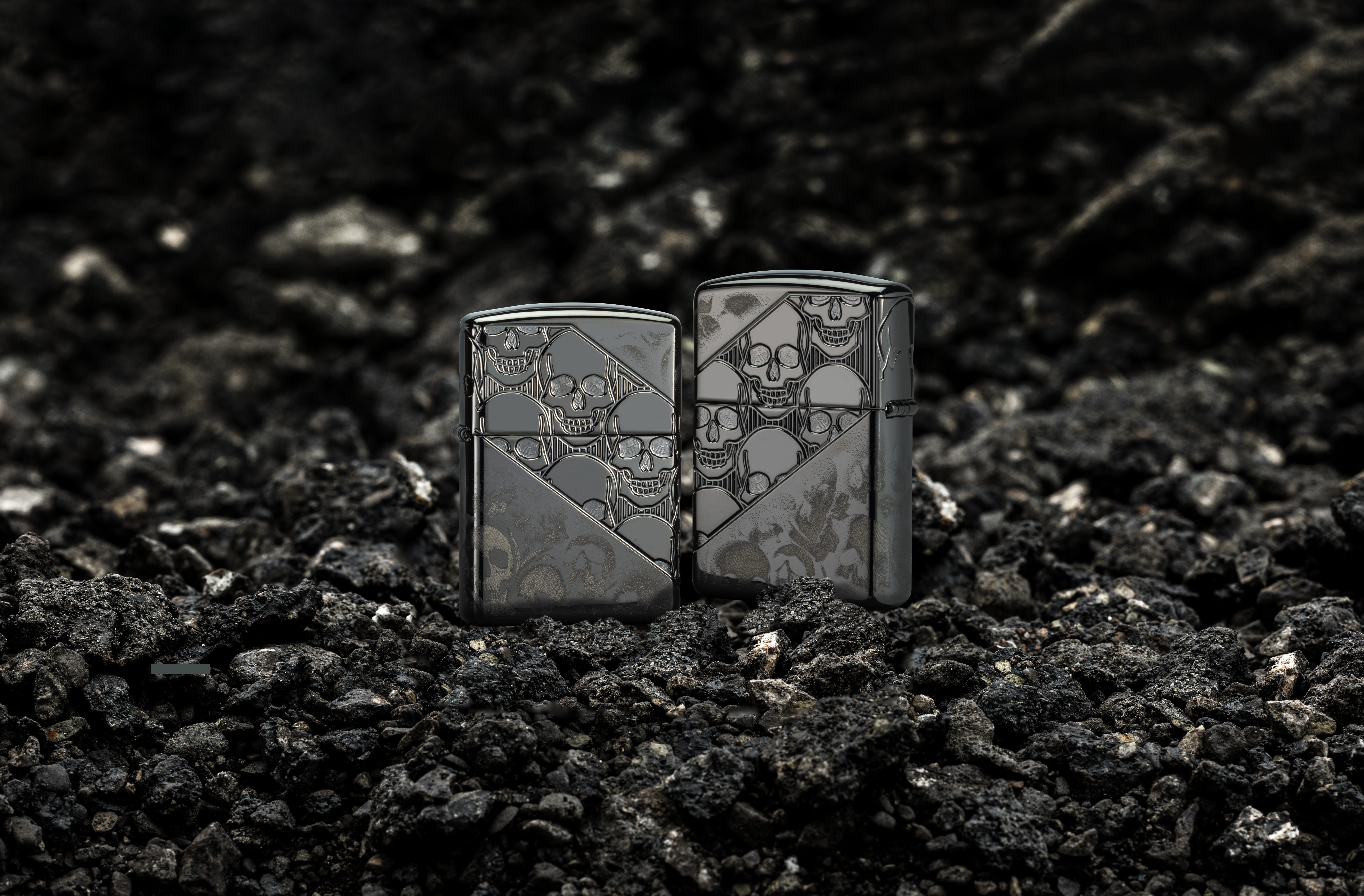 Front shot of Zippo Bejeweled Beetle Design High Polish Brass Windproof Lighter standing at a 3/4 angle.