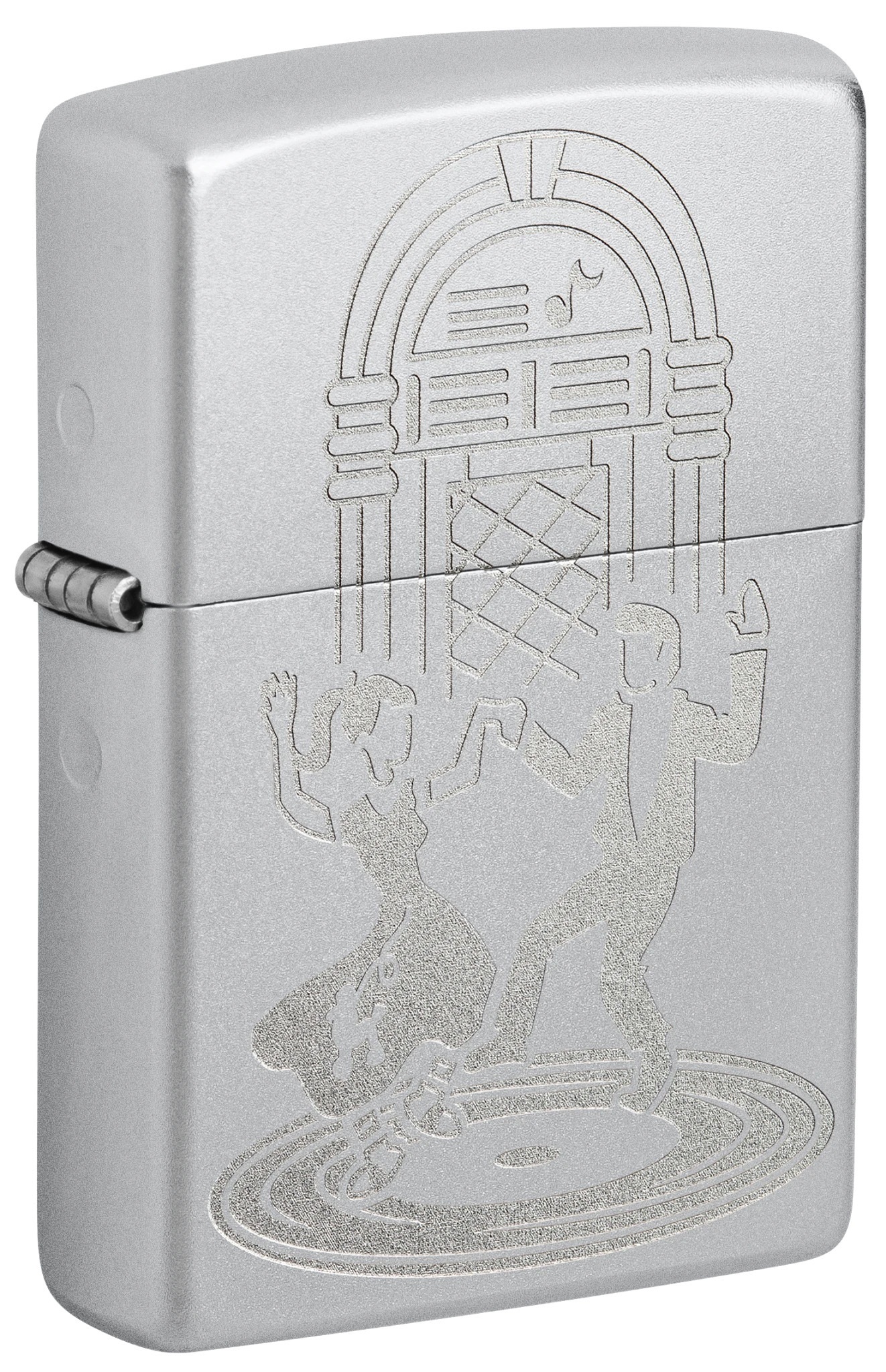 Front shot of Zippo Bejeweled Beetle Design High Polish Brass Windproof Lighter standing at a 3/4 angle.