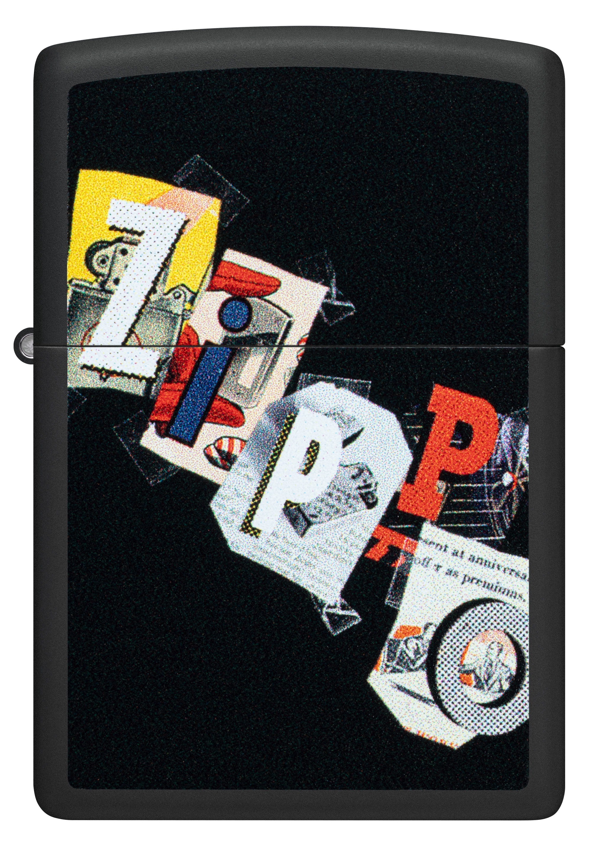 Front shot of Zippo Bejeweled Beetle Design High Polish Brass Windproof Lighter standing at a 3/4 angle.