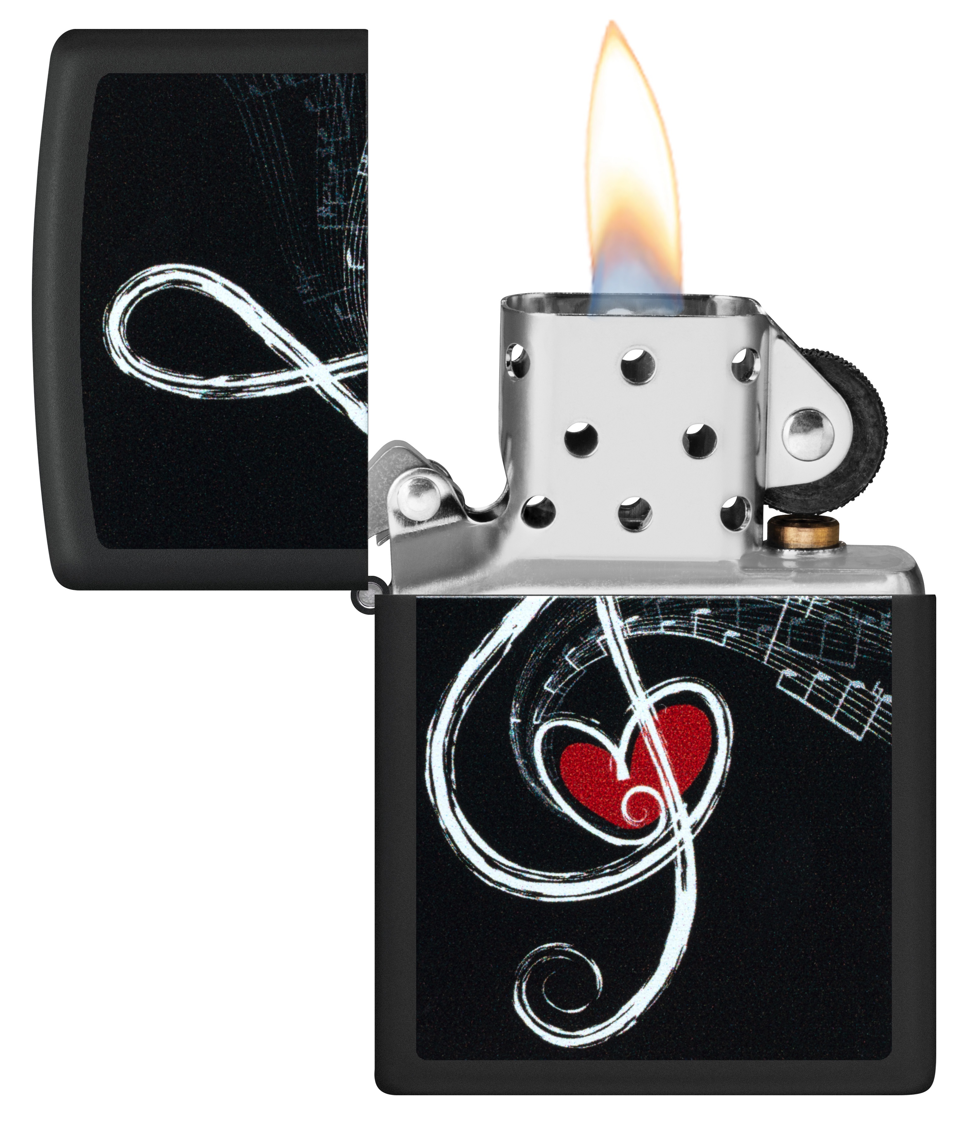 Front shot of Zippo Bejeweled Beetle Design High Polish Brass Windproof Lighter standing at a 3/4 angle.
