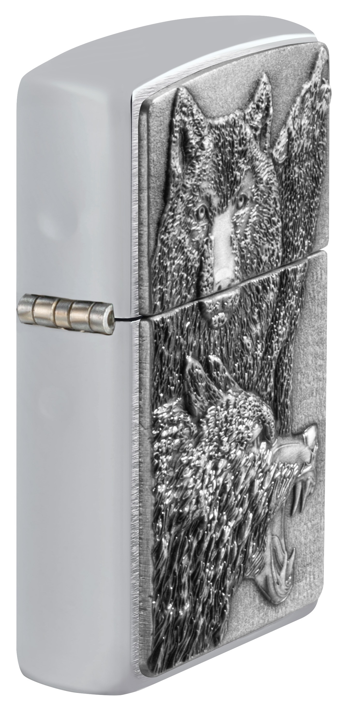 Front shot of Zippo Bejeweled Beetle Design High Polish Brass Windproof Lighter standing at a 3/4 angle.