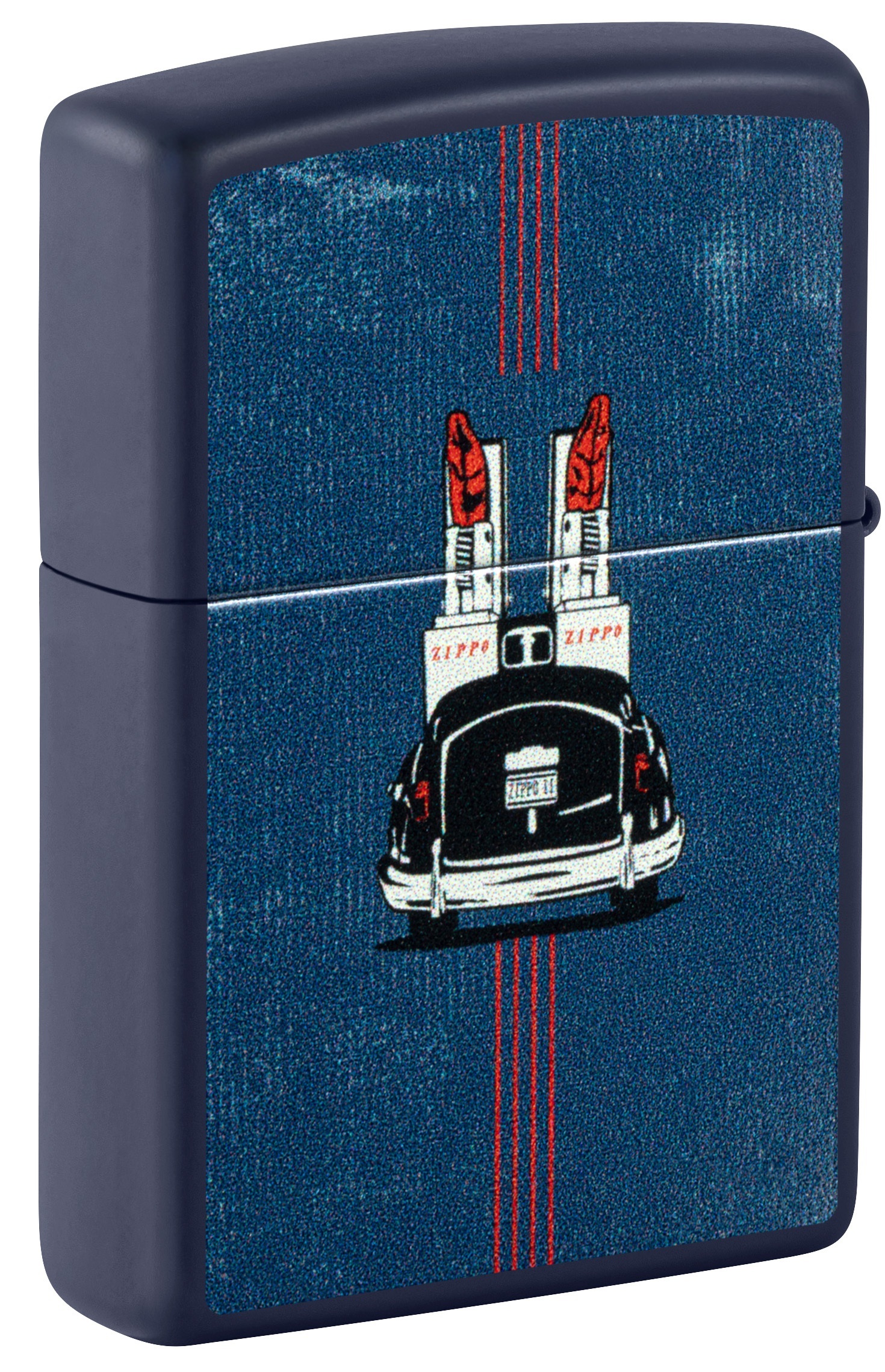 Front shot of Zippo Bejeweled Beetle Design High Polish Brass Windproof Lighter standing at a 3/4 angle.