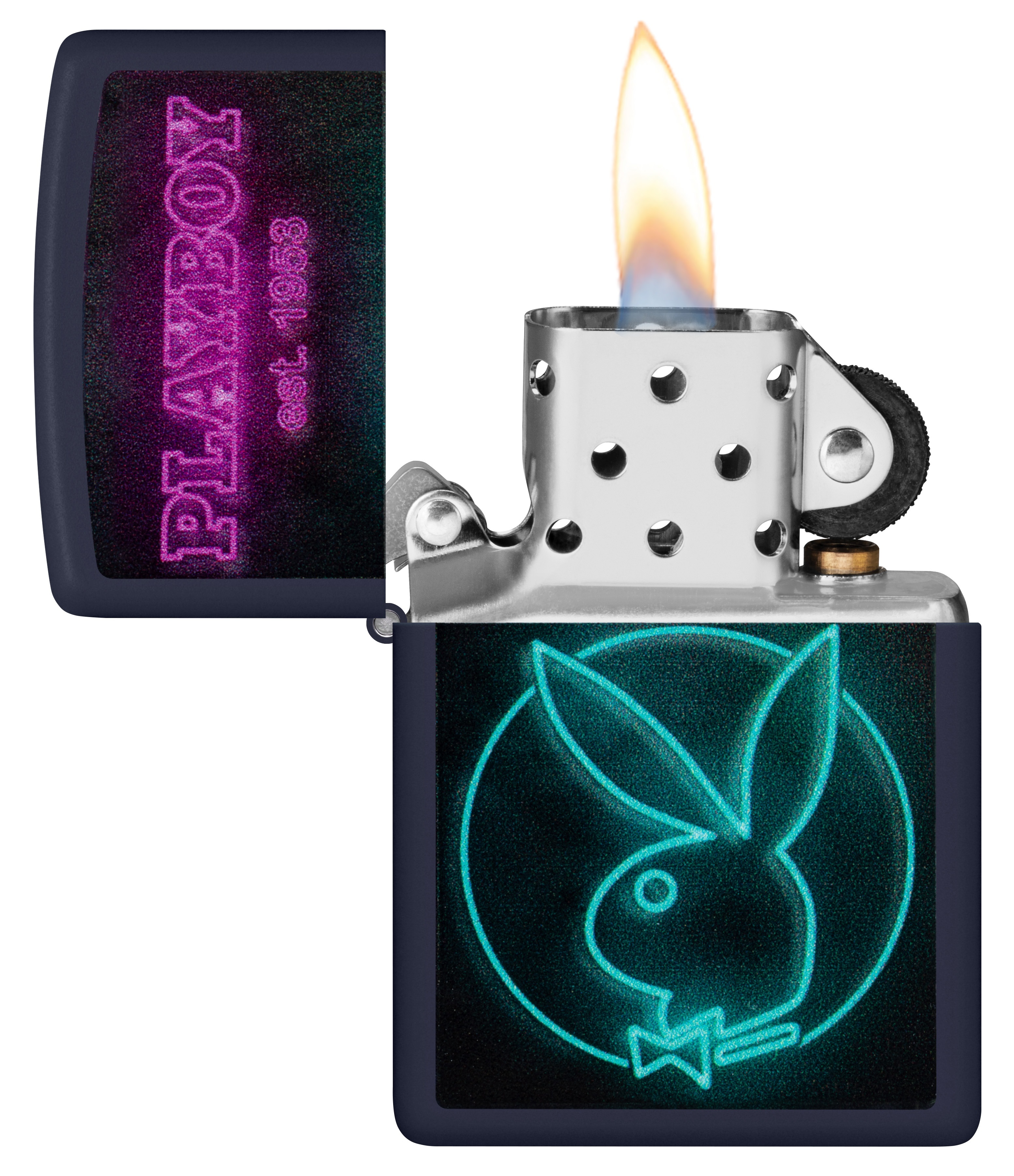 Front shot of Zippo Bejeweled Beetle Design High Polish Brass Windproof Lighter standing at a 3/4 angle.