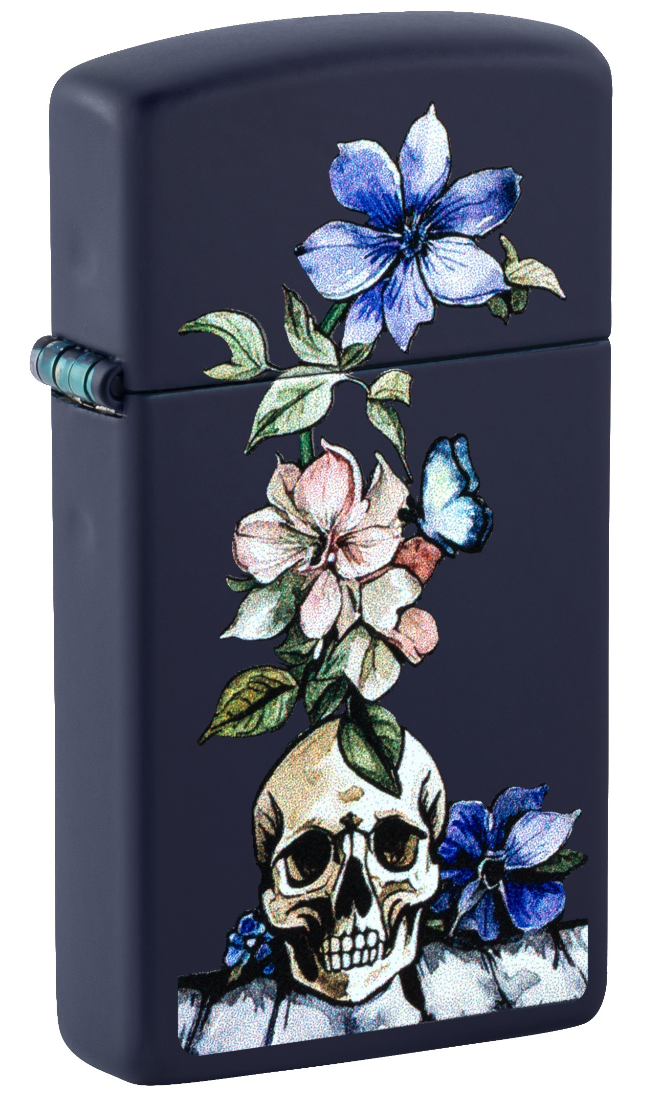 Front shot of Zippo Bejeweled Beetle Design High Polish Brass Windproof Lighter standing at a 3/4 angle.