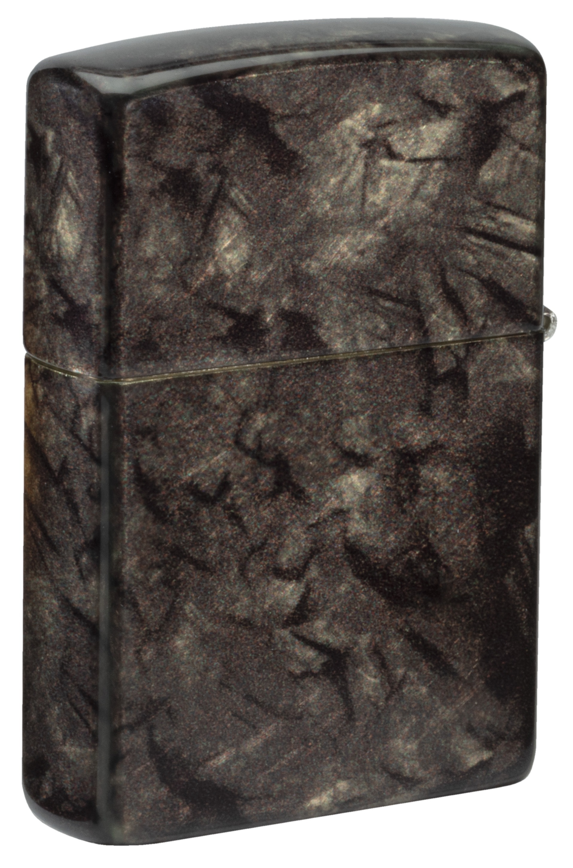Front shot of Zippo Bejeweled Beetle Design High Polish Brass Windproof Lighter standing at a 3/4 angle.