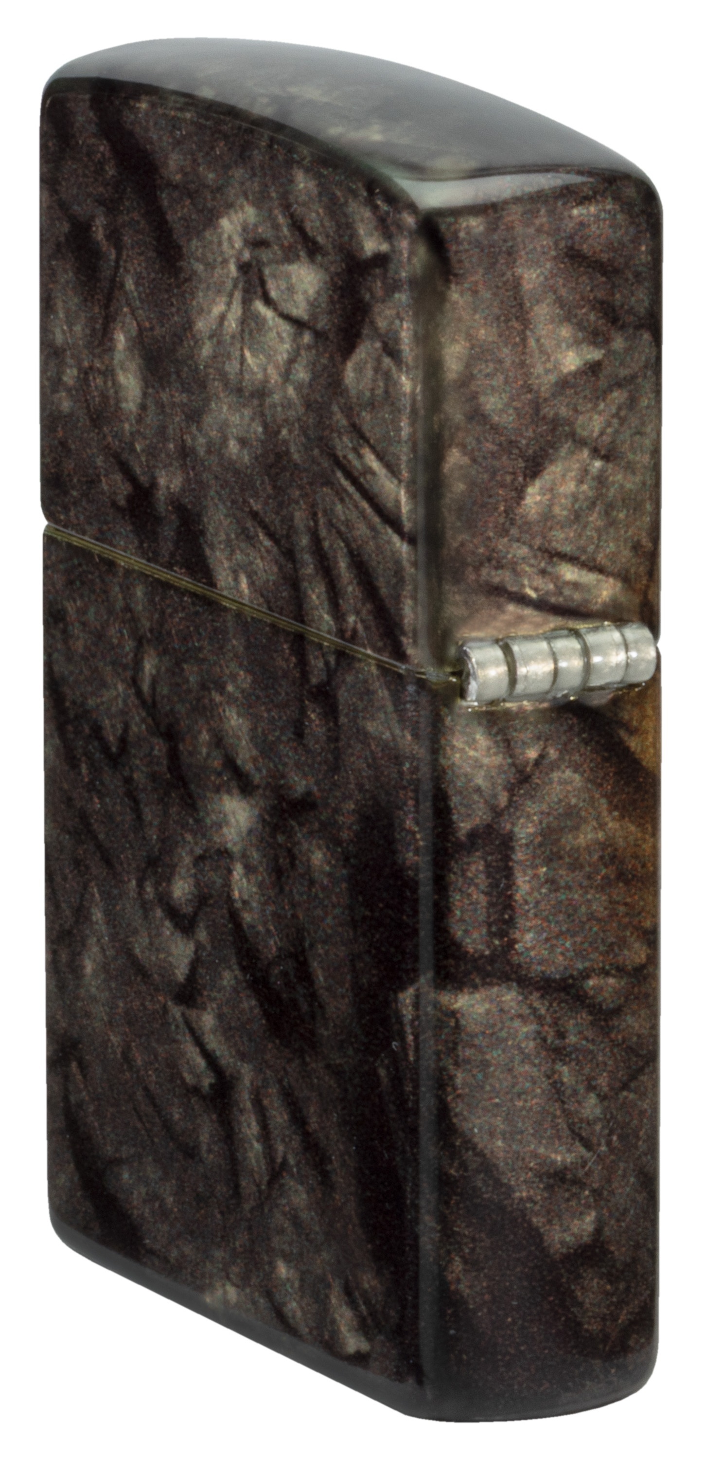 Front shot of Zippo Bejeweled Beetle Design High Polish Brass Windproof Lighter standing at a 3/4 angle.