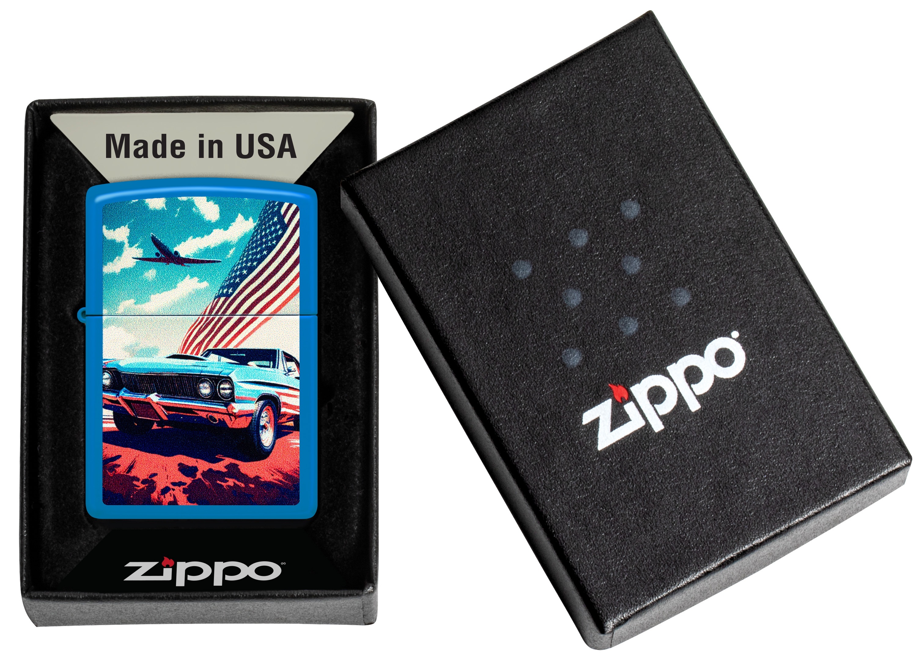 Front shot of Zippo Bejeweled Beetle Design High Polish Brass Windproof Lighter standing at a 3/4 angle.