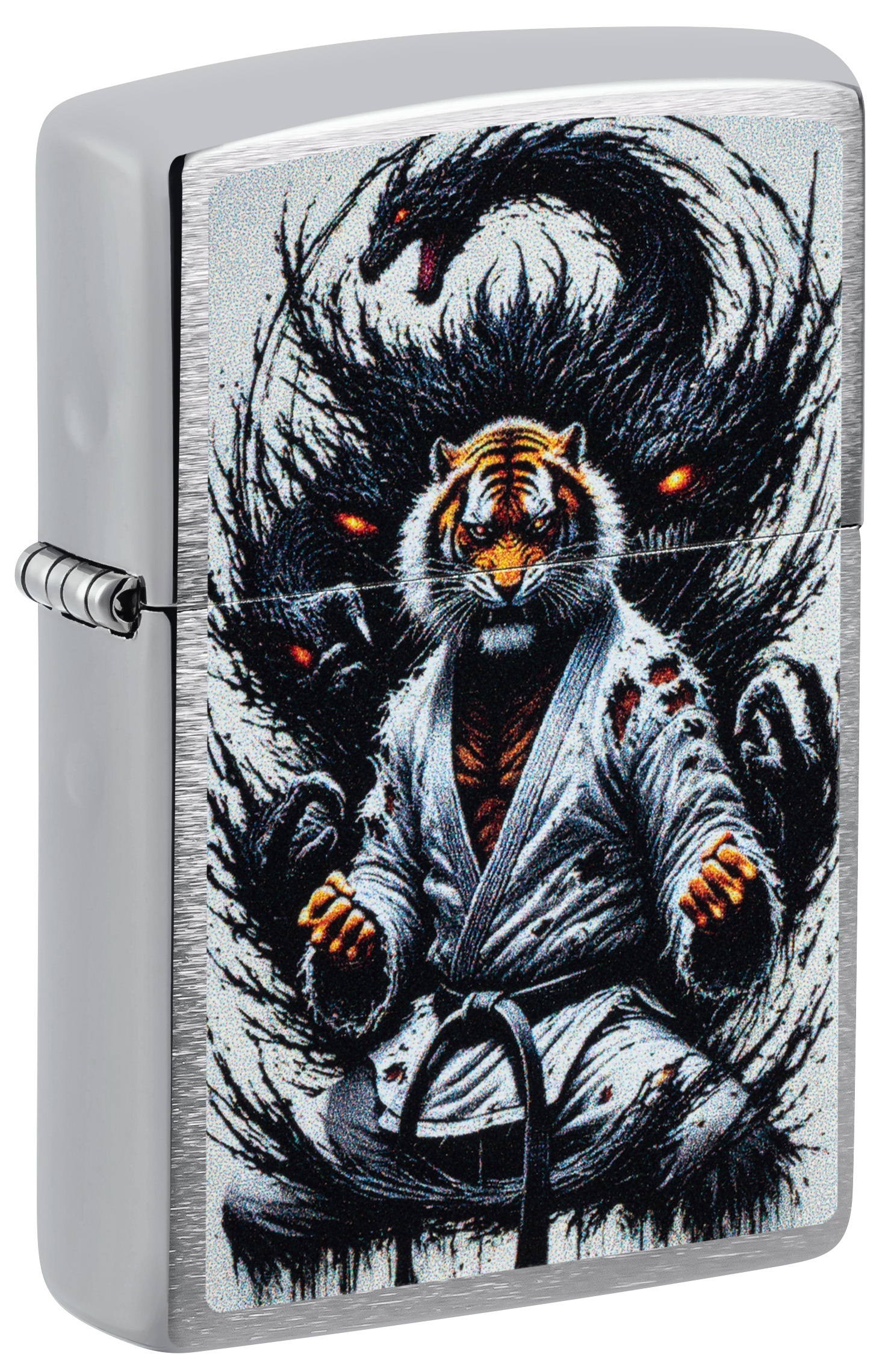 Front shot of Zippo Bejeweled Beetle Design High Polish Brass Windproof Lighter standing at a 3/4 angle.