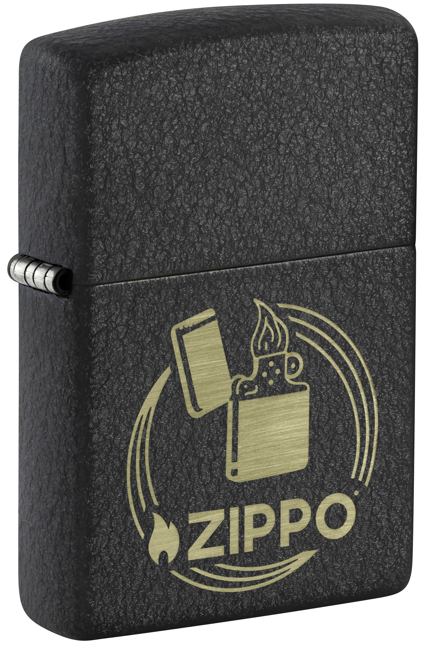 Front shot of Zippo Bejeweled Beetle Design High Polish Brass Windproof Lighter standing at a 3/4 angle.