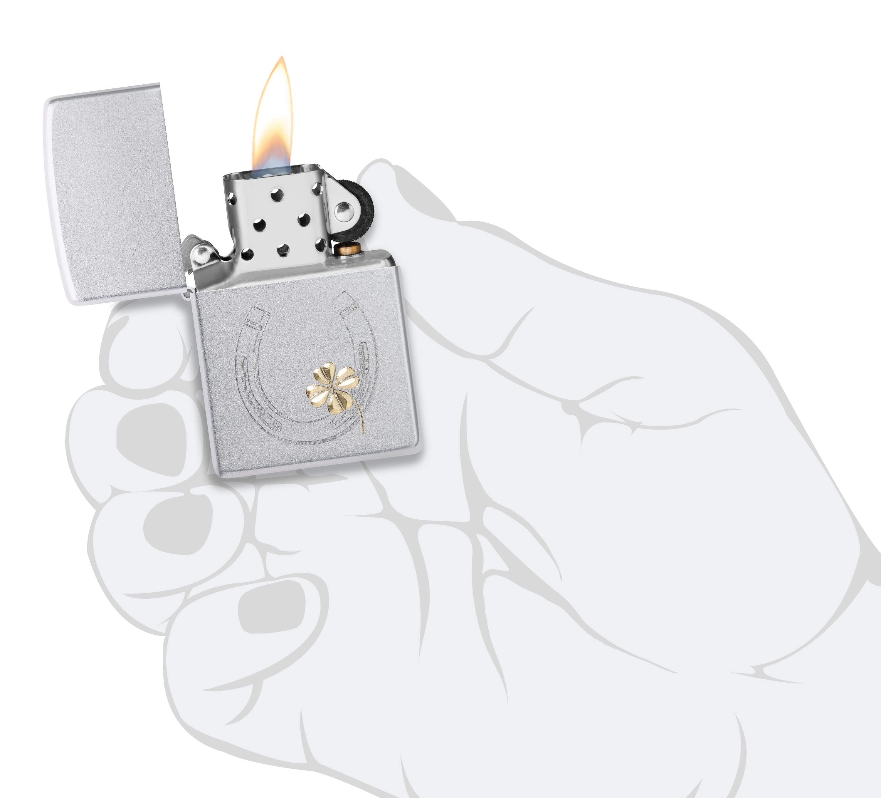 Front shot of Zippo Bejeweled Beetle Design High Polish Brass Windproof Lighter standing at a 3/4 angle.