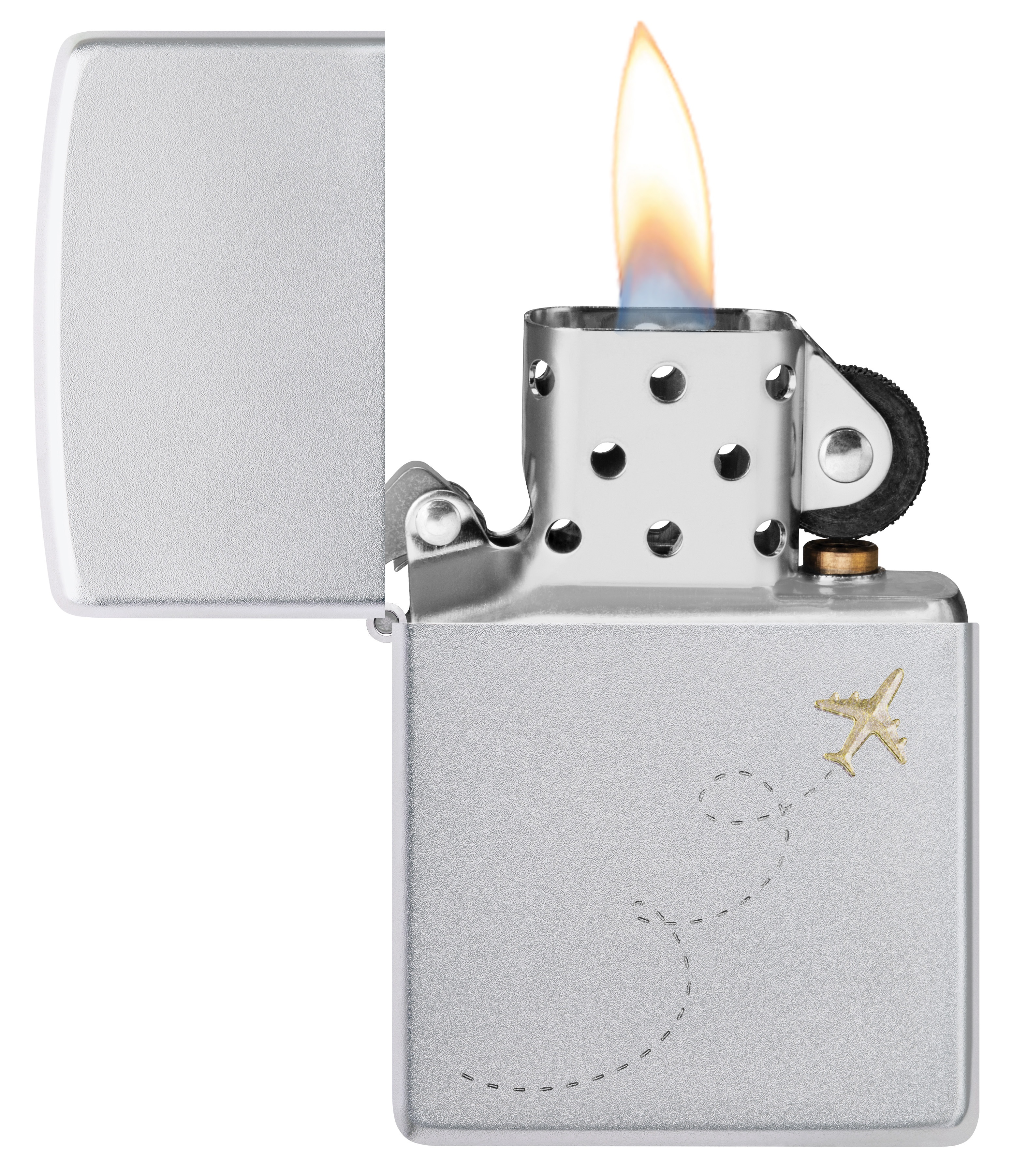 Front shot of Zippo Bejeweled Beetle Design High Polish Brass Windproof Lighter standing at a 3/4 angle.