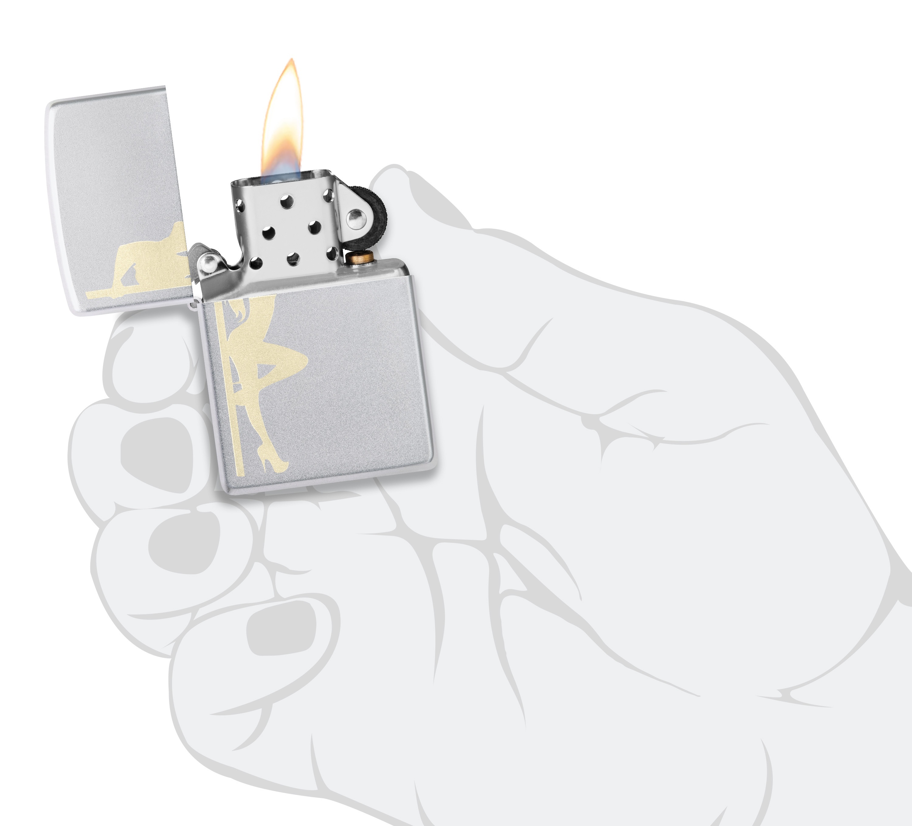 Front shot of Zippo Bejeweled Beetle Design High Polish Brass Windproof Lighter standing at a 3/4 angle.