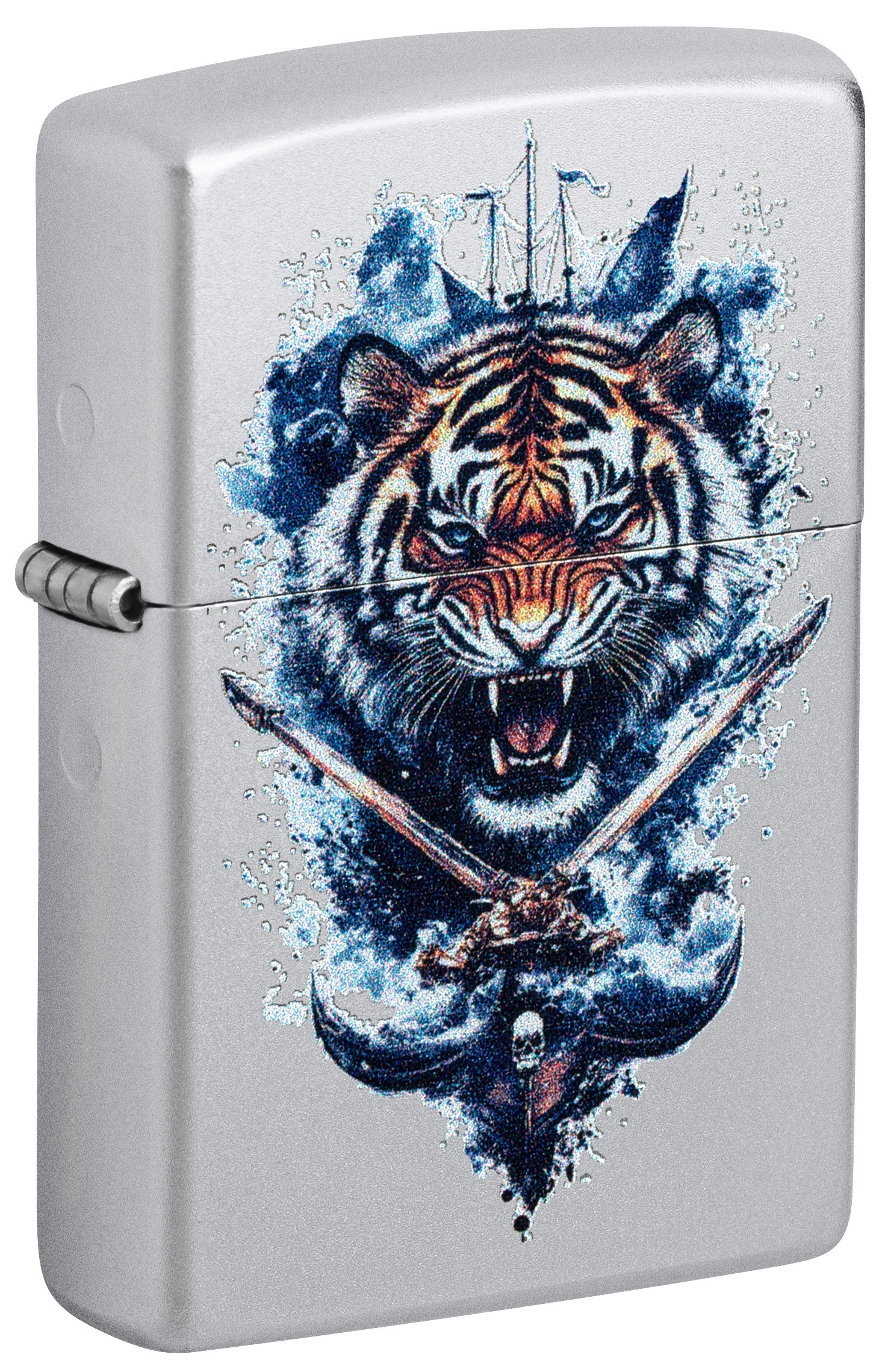 Front shot of Zippo Bejeweled Beetle Design High Polish Brass Windproof Lighter standing at a 3/4 angle.