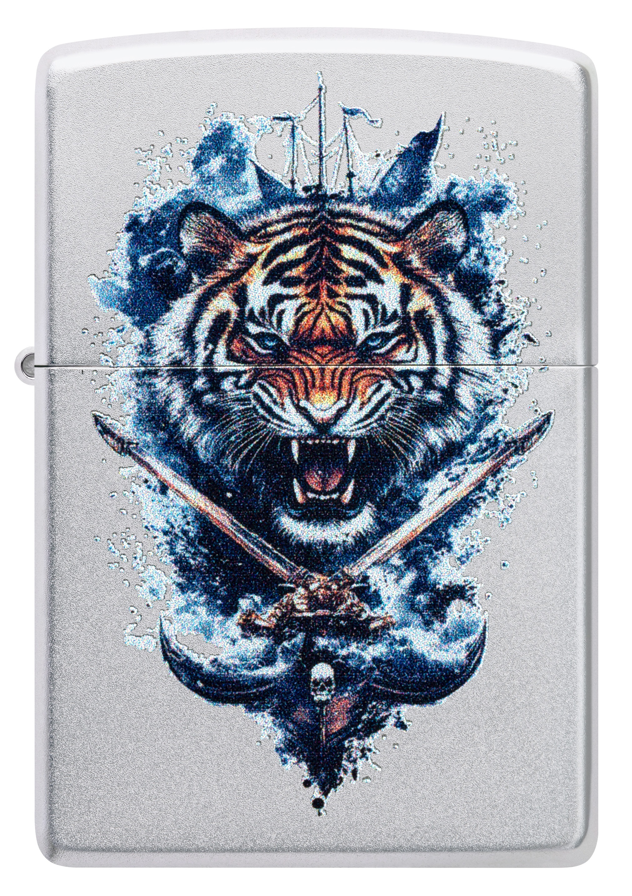 Front shot of Zippo Bejeweled Beetle Design High Polish Brass Windproof Lighter standing at a 3/4 angle.