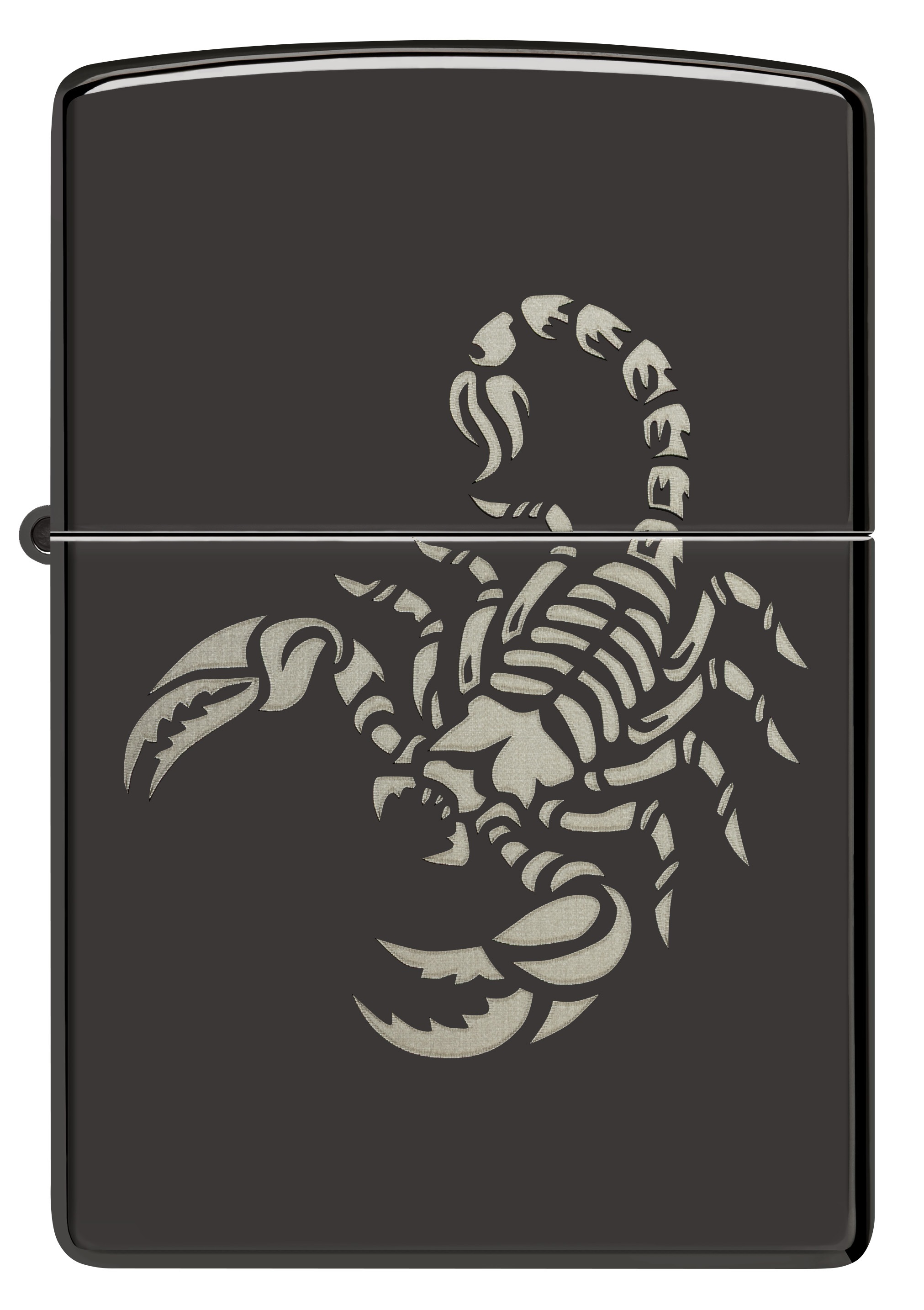 Front shot of Zippo Bejeweled Beetle Design High Polish Brass Windproof Lighter standing at a 3/4 angle.