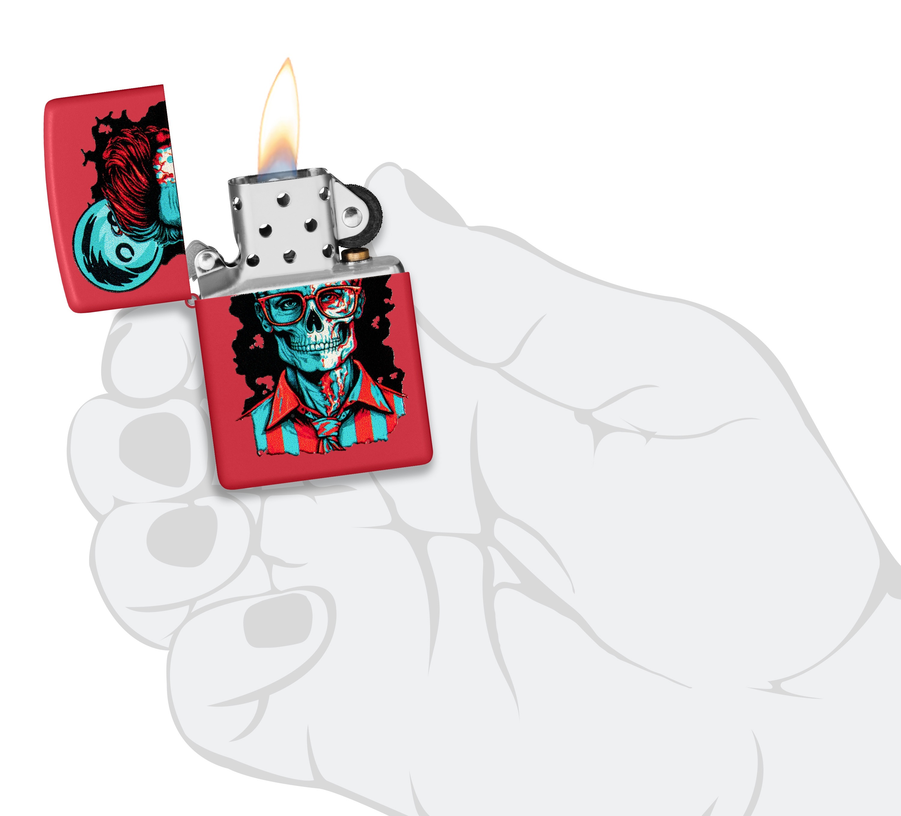 Front shot of Zippo Bejeweled Beetle Design High Polish Brass Windproof Lighter standing at a 3/4 angle.