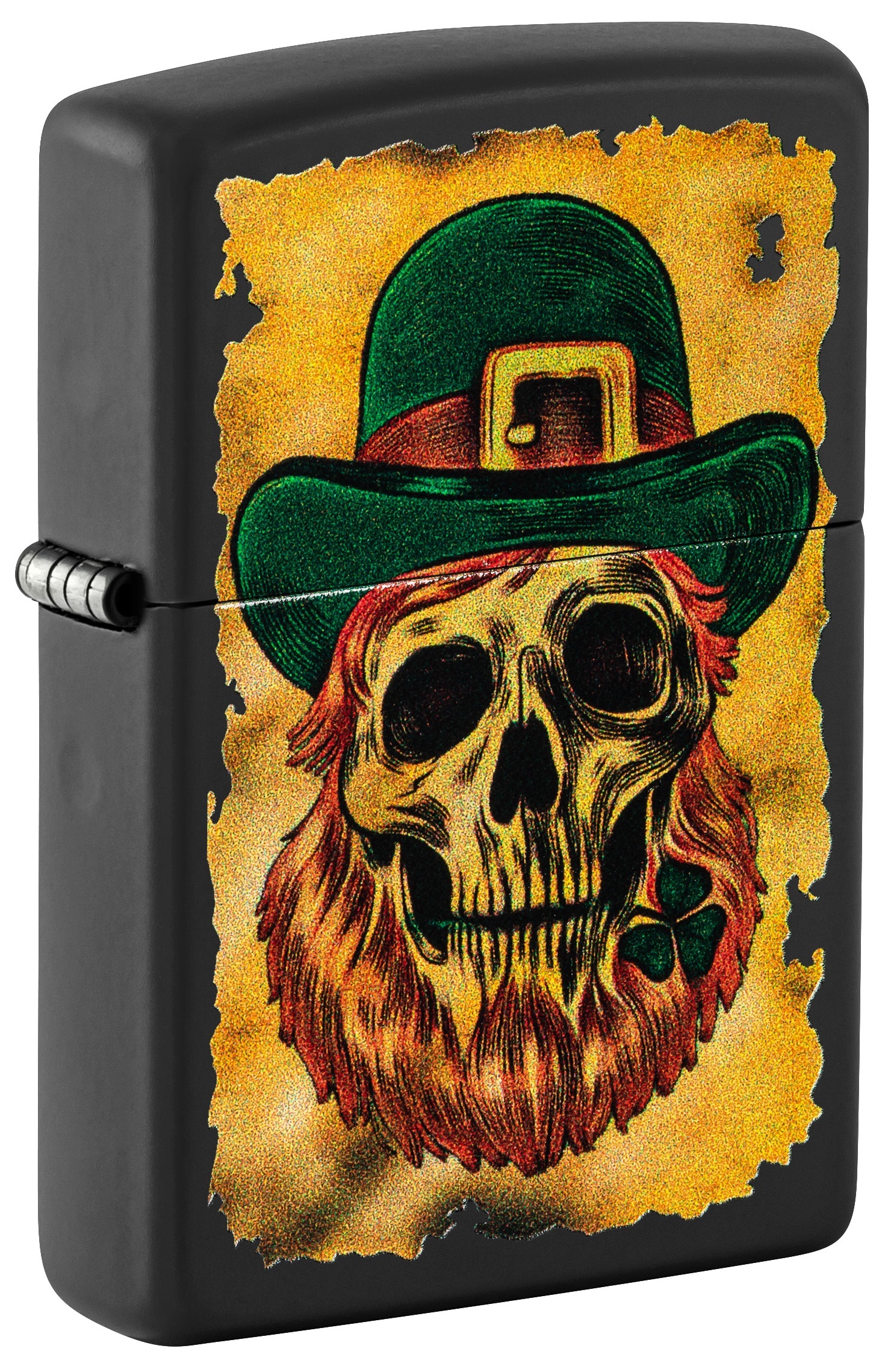 Front shot of Zippo Bejeweled Beetle Design High Polish Brass Windproof Lighter standing at a 3/4 angle.