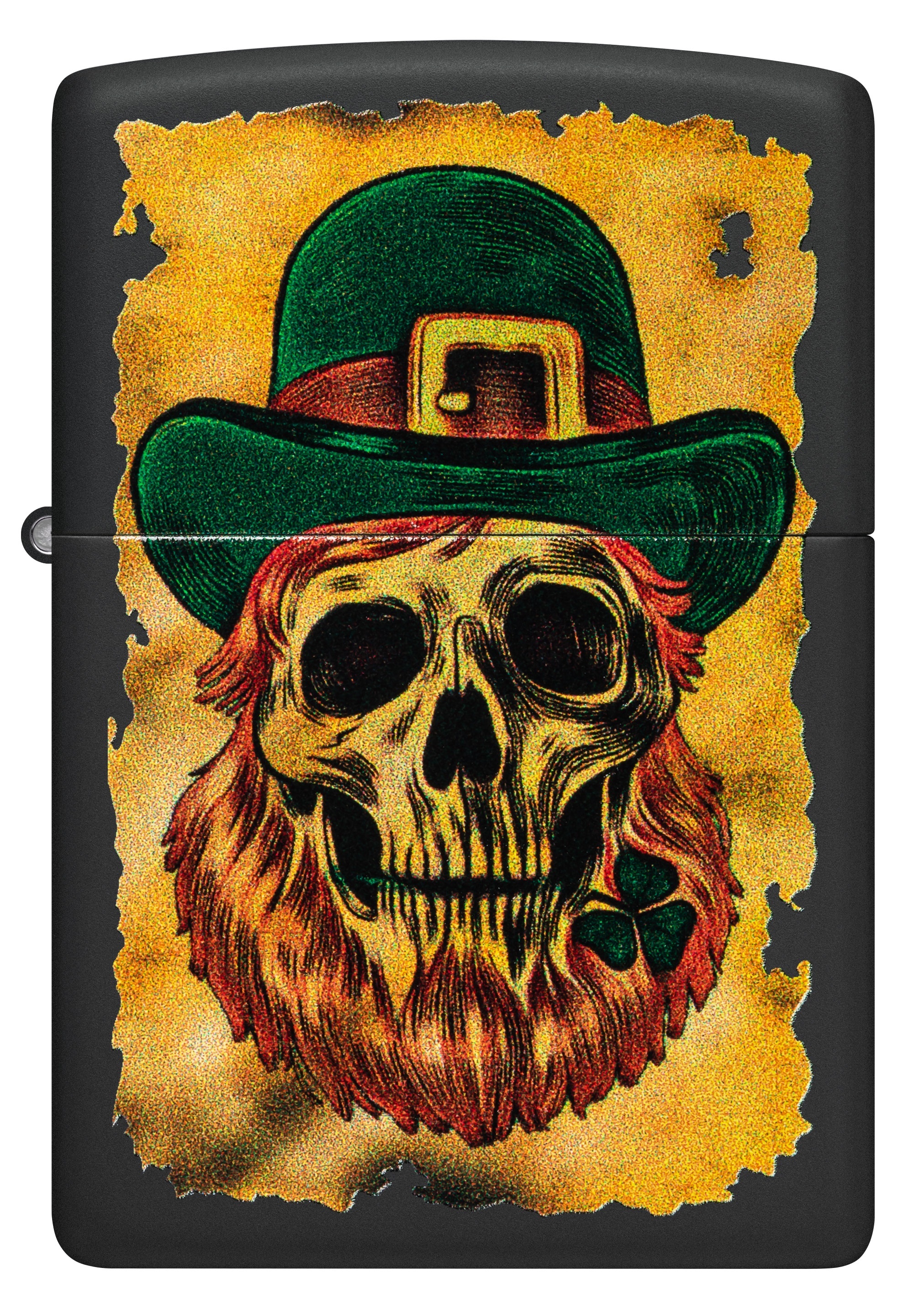 Front shot of Zippo Bejeweled Beetle Design High Polish Brass Windproof Lighter standing at a 3/4 angle.