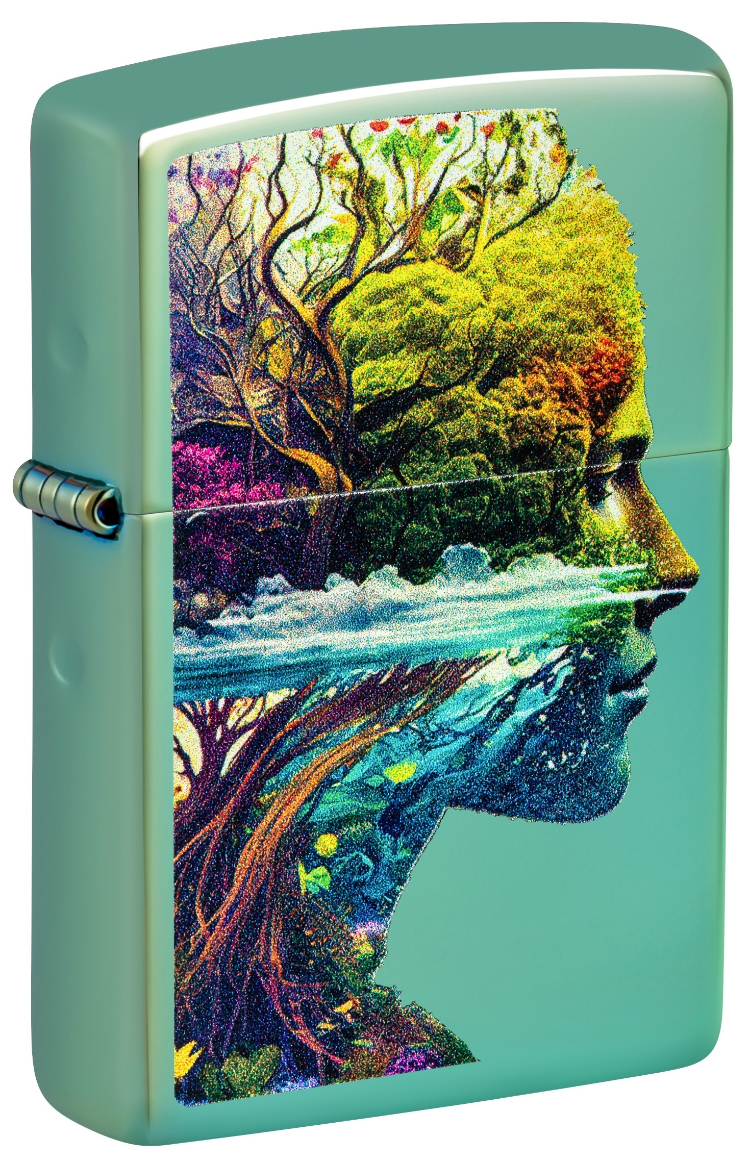 Front shot of Zippo Bejeweled Beetle Design High Polish Brass Windproof Lighter standing at a 3/4 angle.