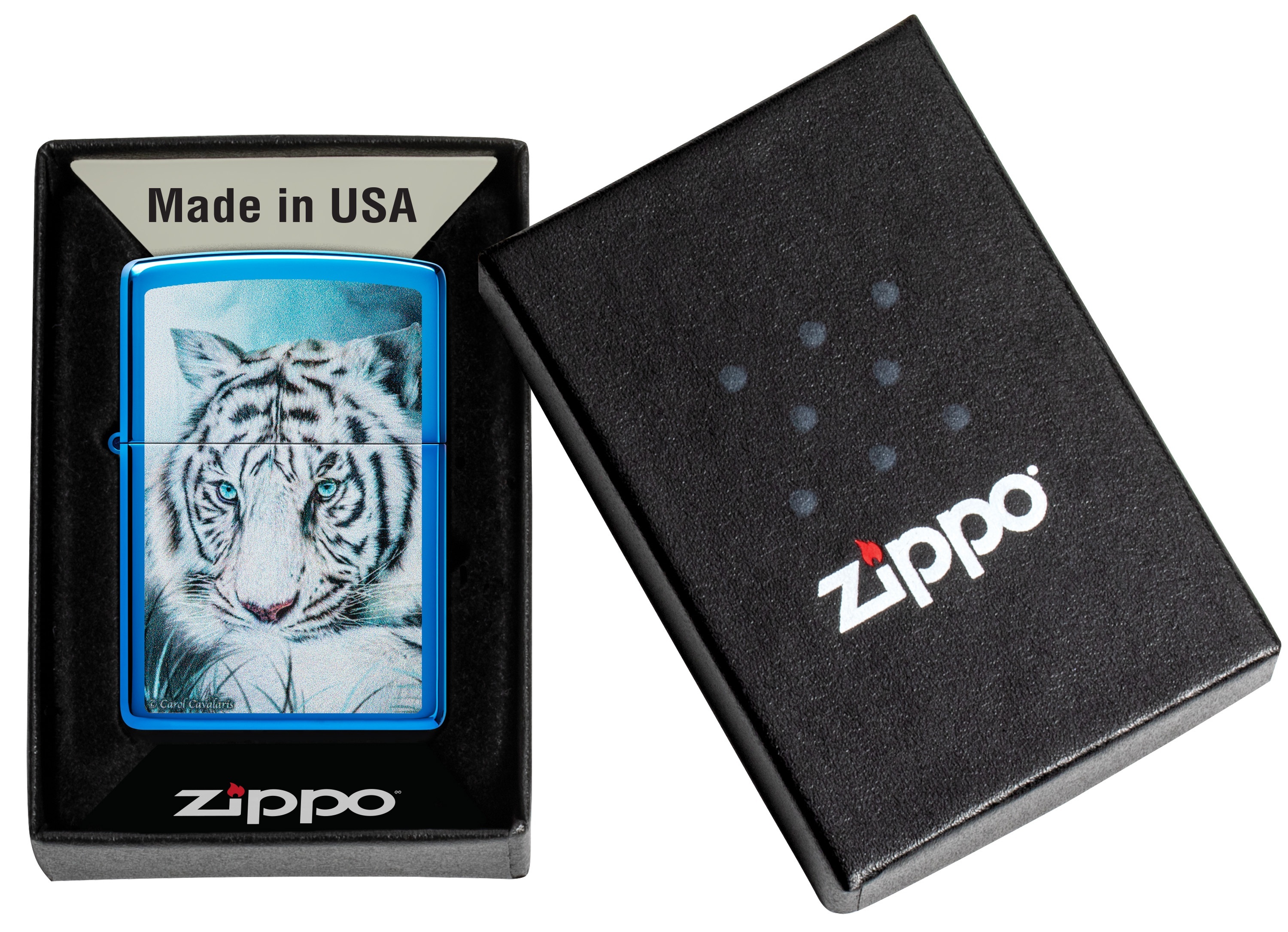 Front shot of Zippo Bejeweled Beetle Design High Polish Brass Windproof Lighter standing at a 3/4 angle.