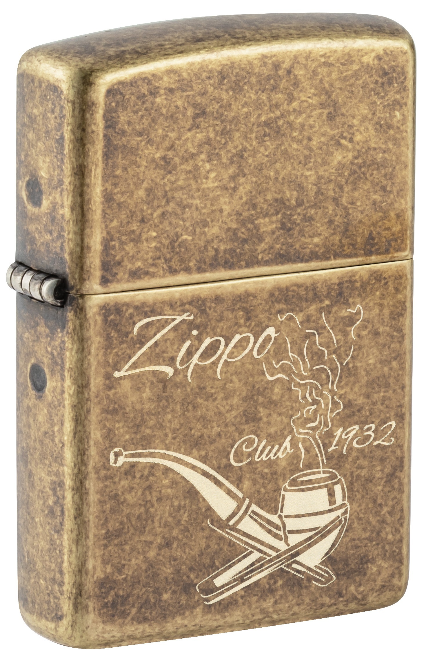 Front shot of Zippo Bejeweled Beetle Design High Polish Brass Windproof Lighter standing at a 3/4 angle.