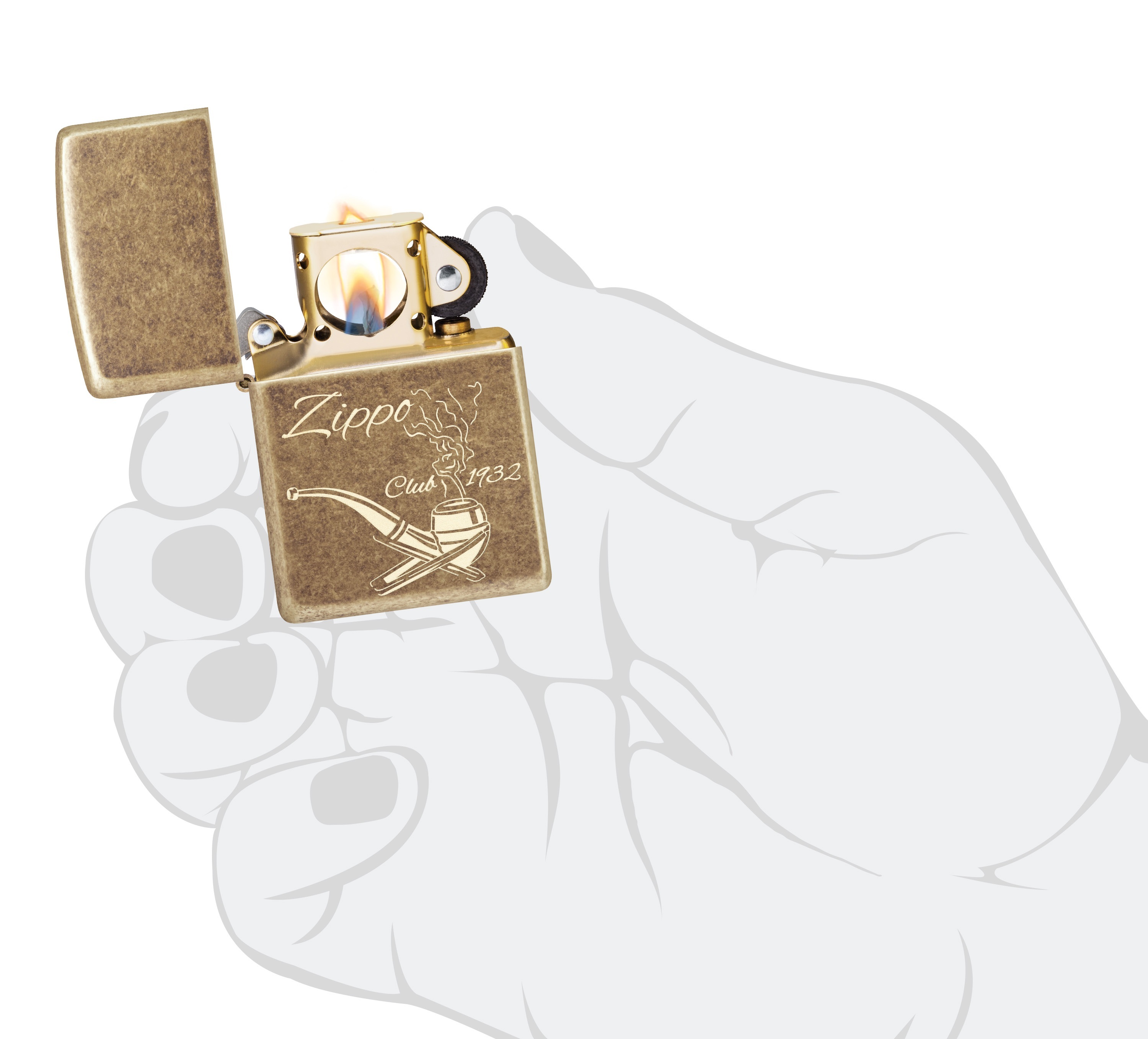 Front shot of Zippo Bejeweled Beetle Design High Polish Brass Windproof Lighter standing at a 3/4 angle.