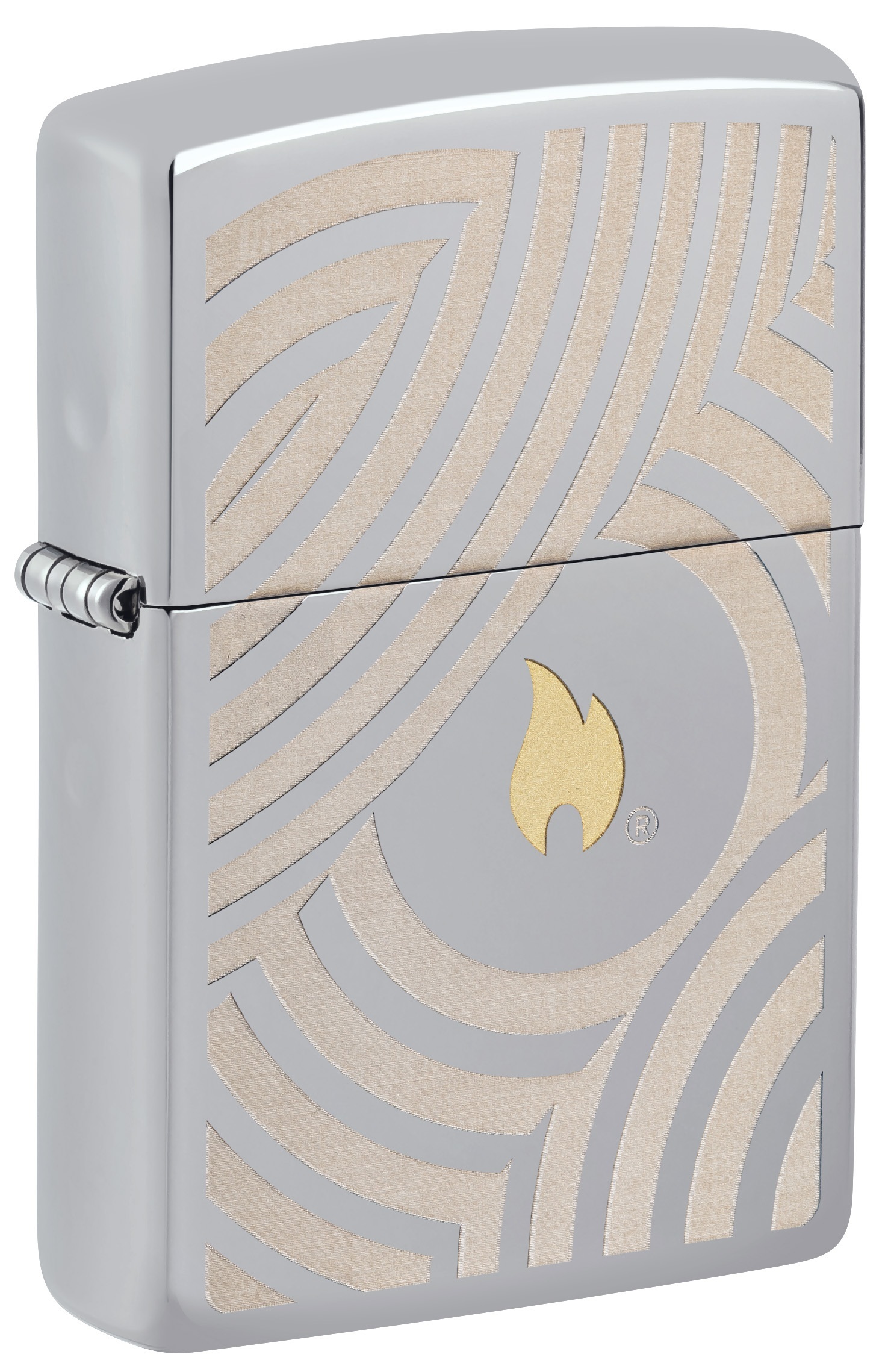 Front shot of Zippo Bejeweled Beetle Design High Polish Brass Windproof Lighter standing at a 3/4 angle.