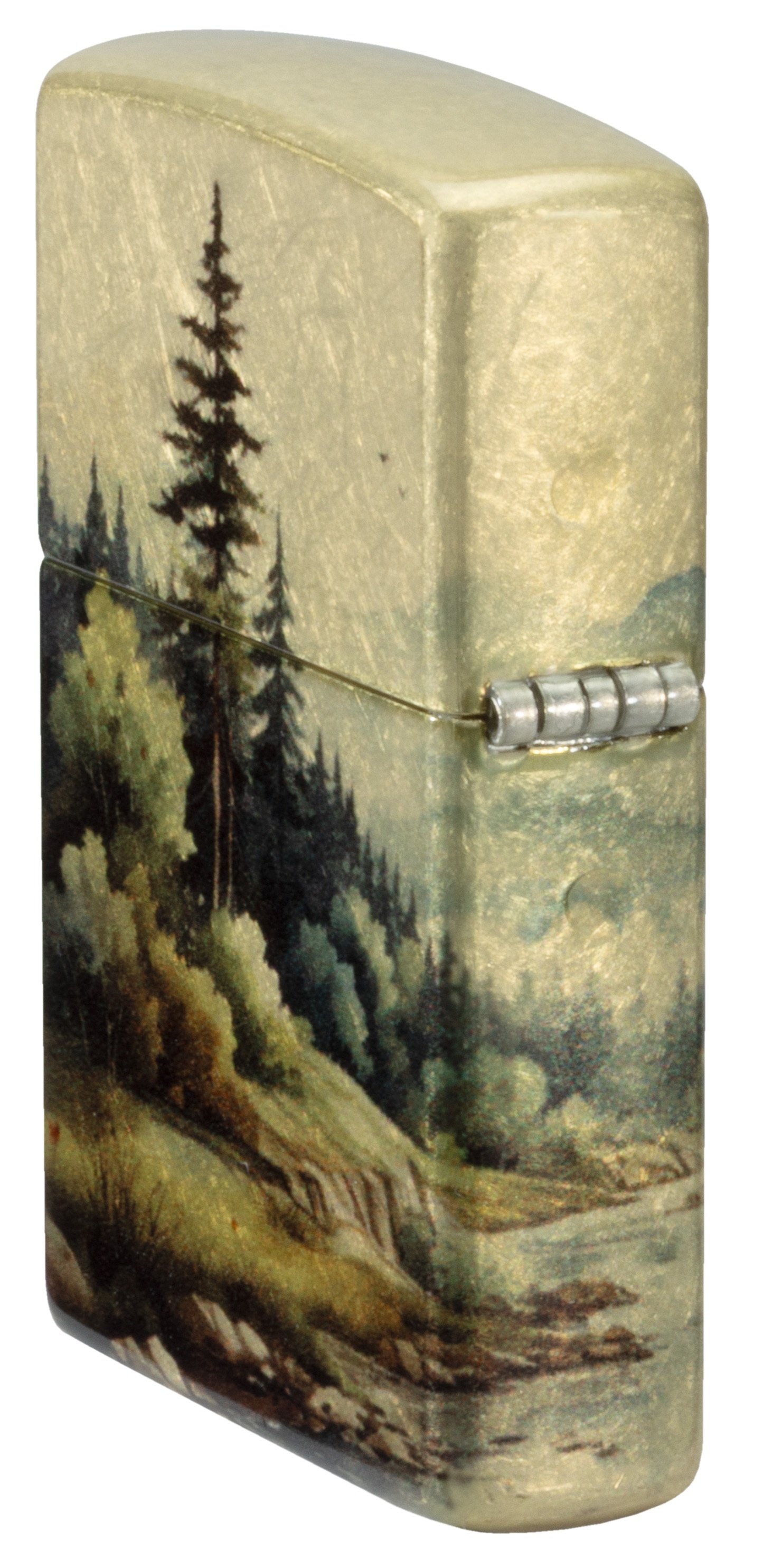 Front shot of Zippo Bejeweled Beetle Design High Polish Brass Windproof Lighter standing at a 3/4 angle.