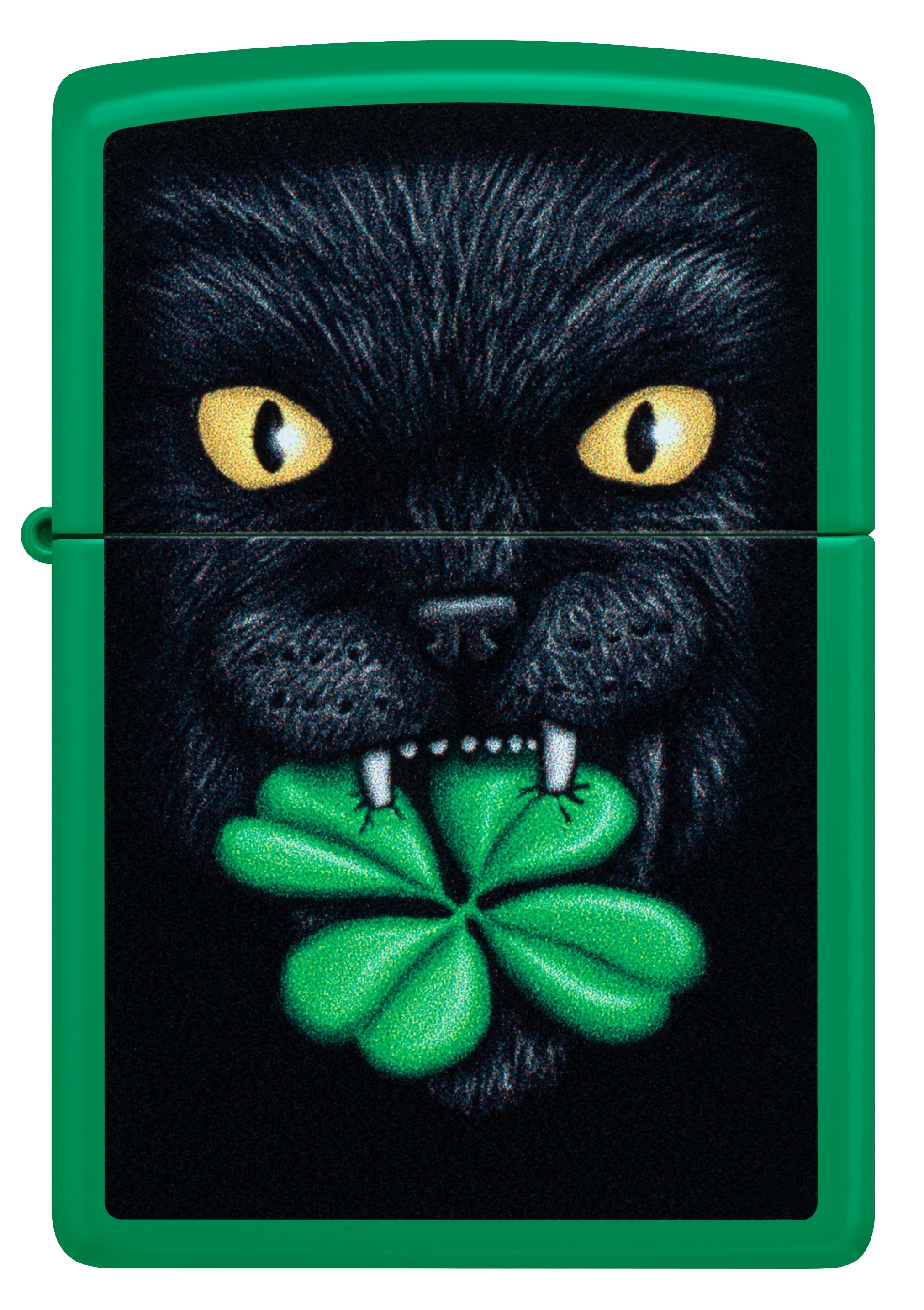 Front shot of Zippo Bejeweled Beetle Design High Polish Brass Windproof Lighter standing at a 3/4 angle.