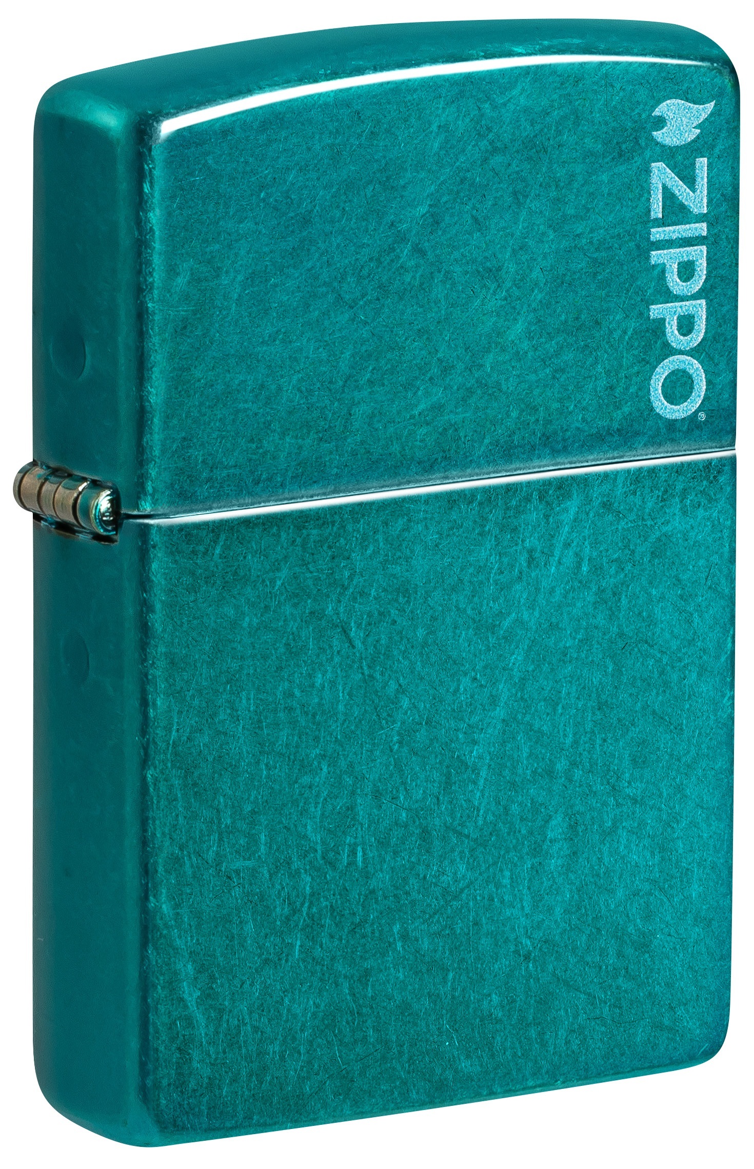 Front shot of Zippo Bejeweled Beetle Design High Polish Brass Windproof Lighter standing at a 3/4 angle.