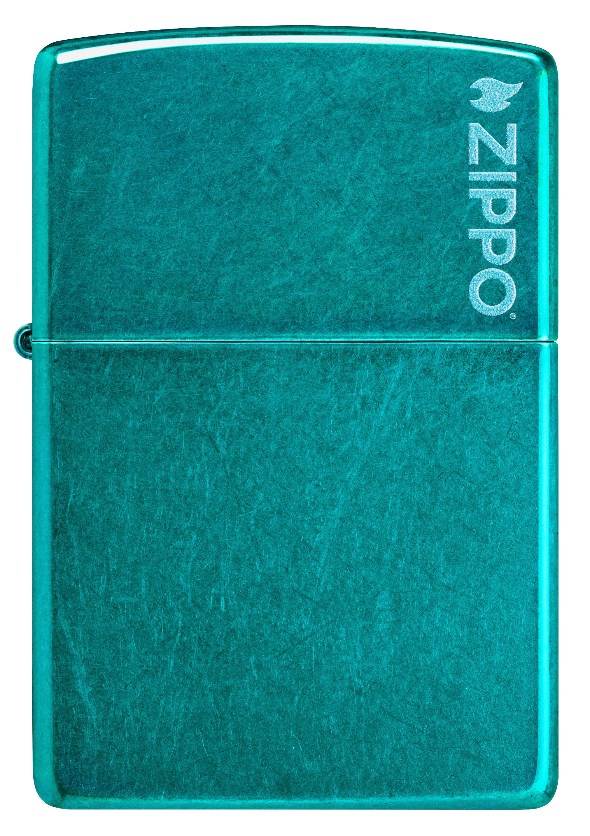 Front shot of Zippo Bejeweled Beetle Design High Polish Brass Windproof Lighter standing at a 3/4 angle.