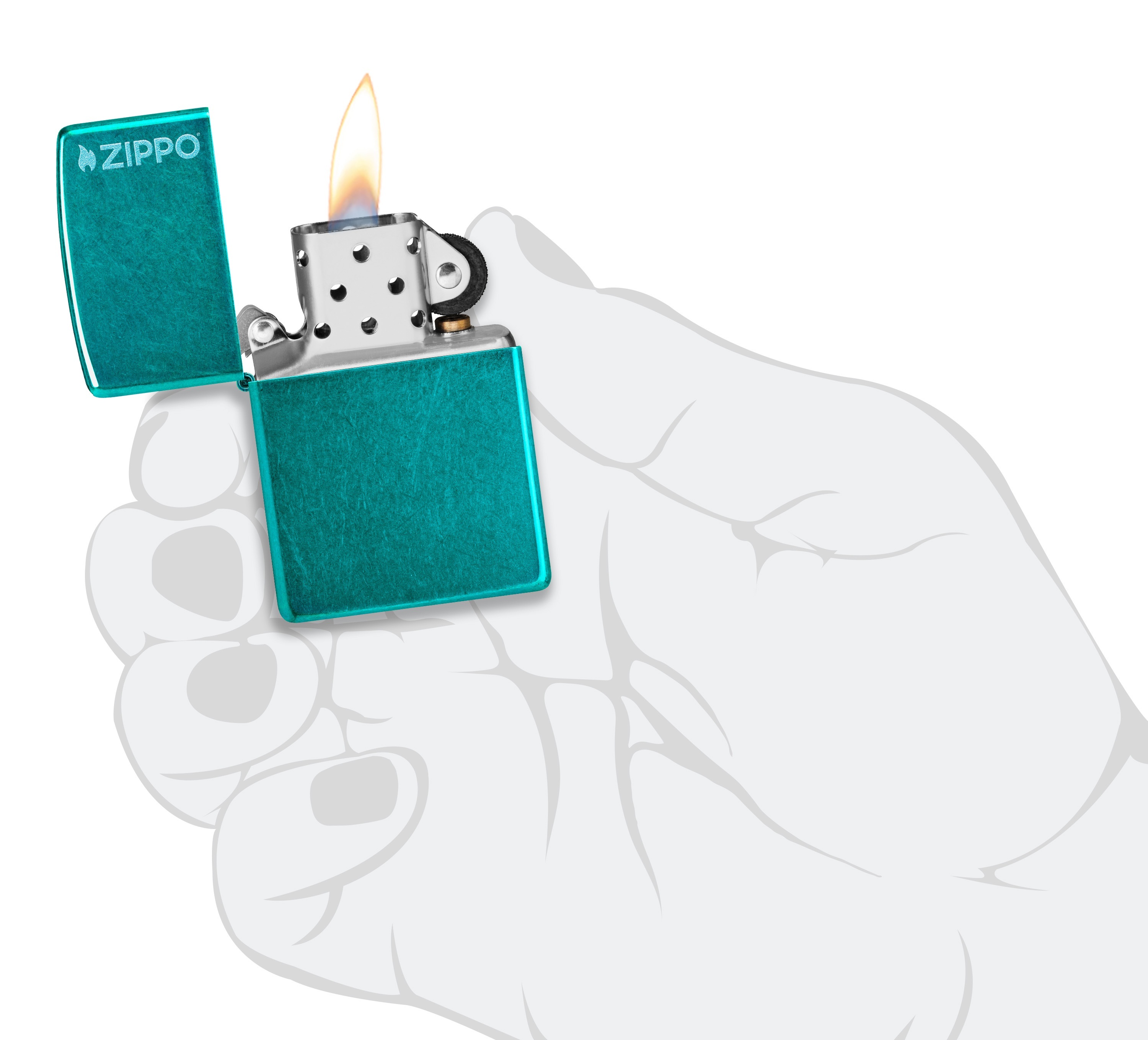 Front shot of Zippo Bejeweled Beetle Design High Polish Brass Windproof Lighter standing at a 3/4 angle.