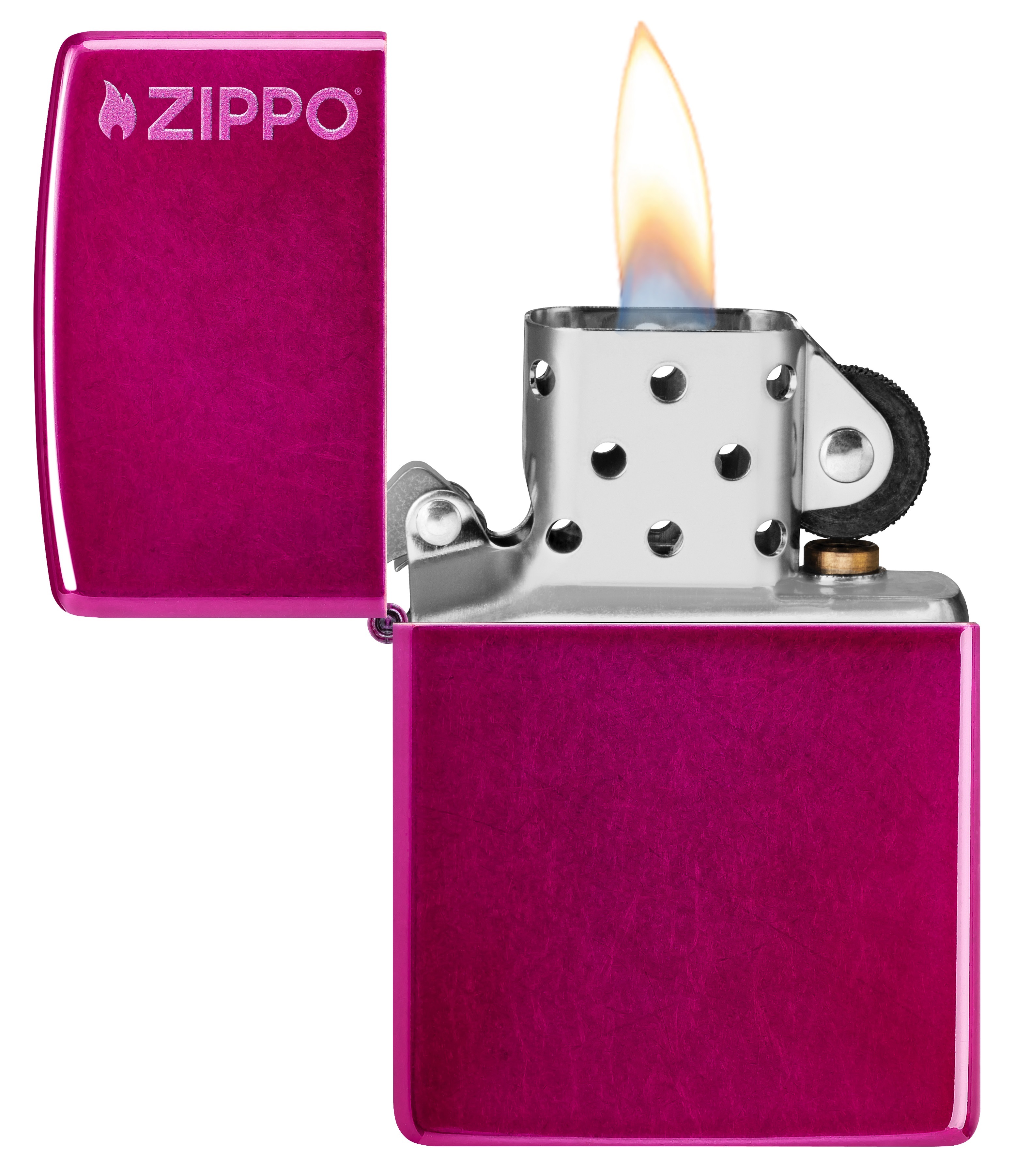 Front shot of Zippo Bejeweled Beetle Design High Polish Brass Windproof Lighter standing at a 3/4 angle.