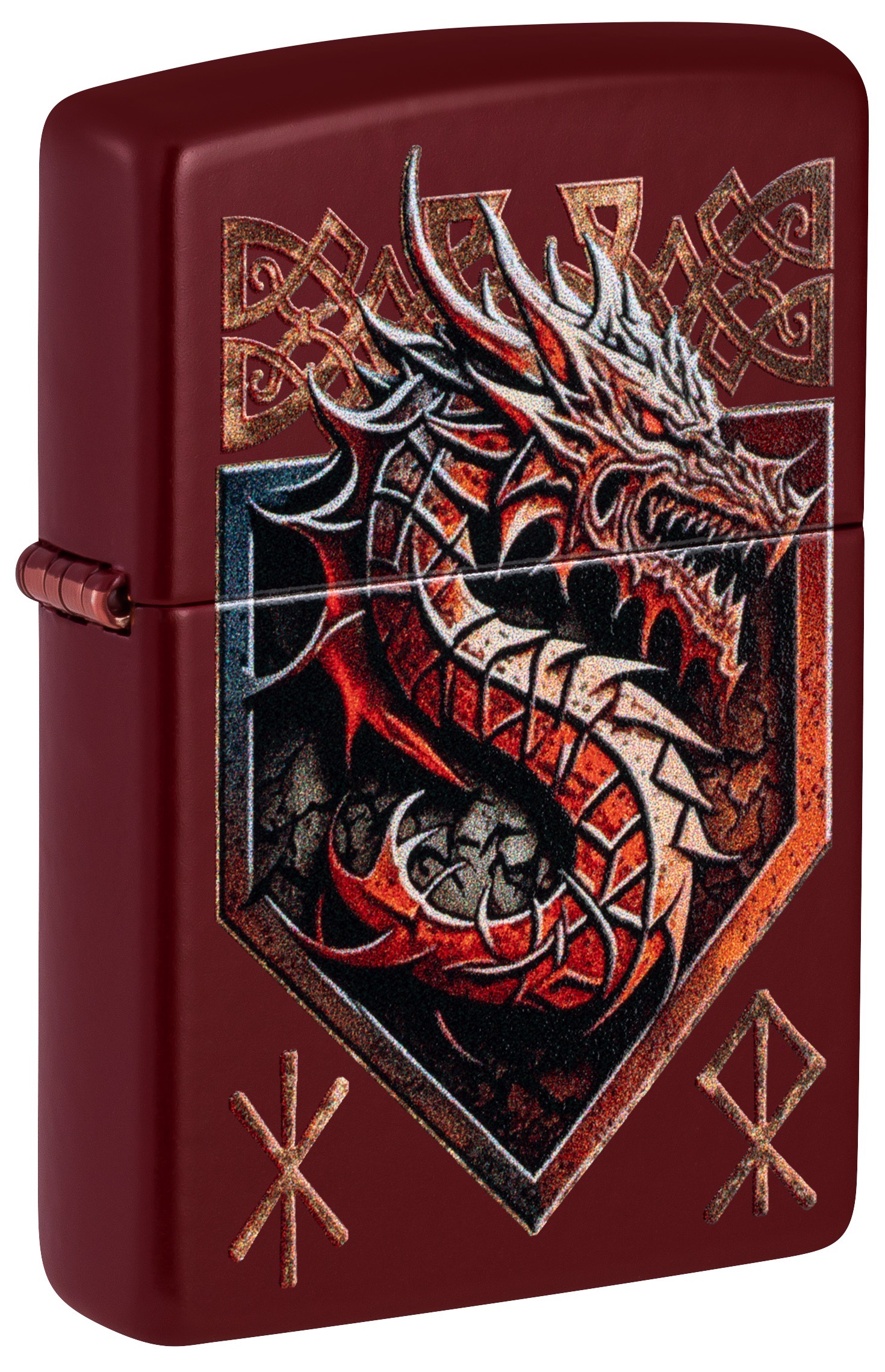 Front shot of Zippo Bejeweled Beetle Design High Polish Brass Windproof Lighter standing at a 3/4 angle.