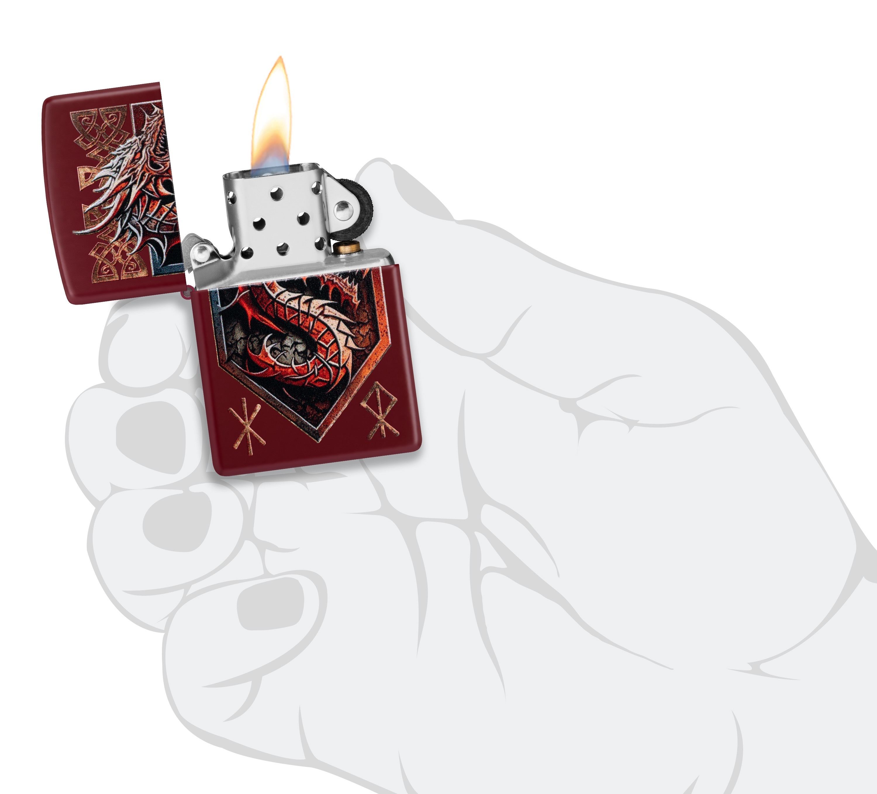 Front shot of Zippo Bejeweled Beetle Design High Polish Brass Windproof Lighter standing at a 3/4 angle.