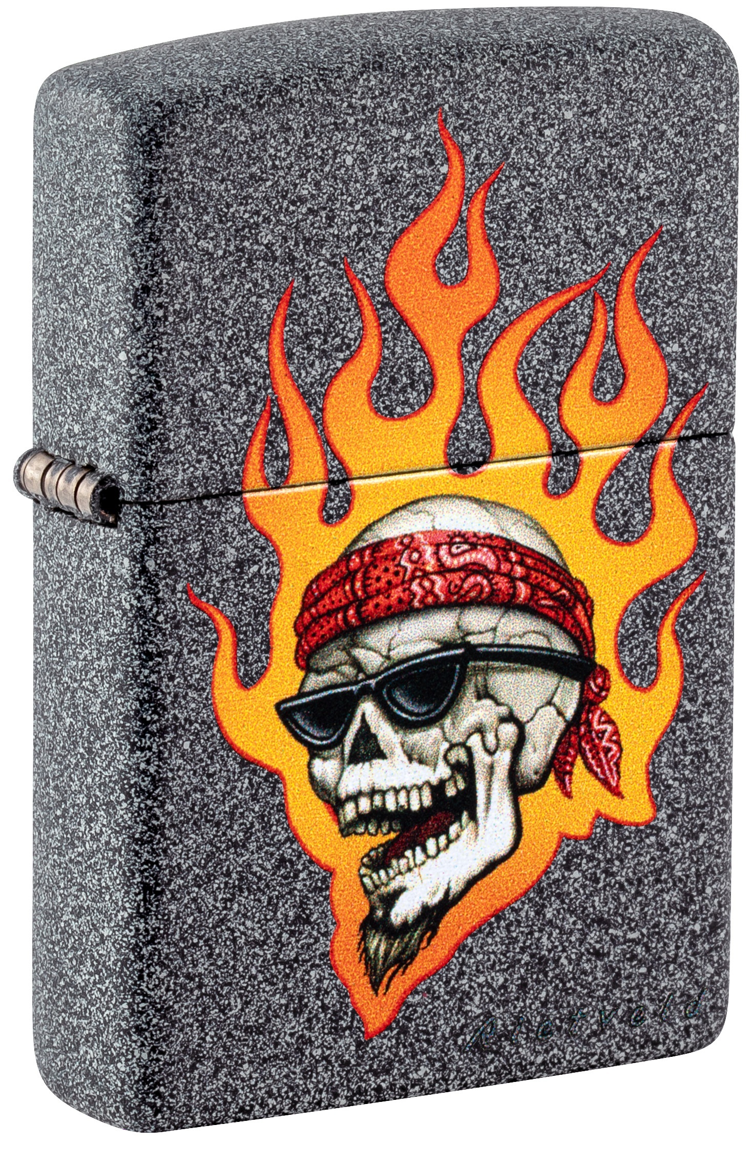 Front shot of Zippo Bejeweled Beetle Design High Polish Brass Windproof Lighter standing at a 3/4 angle.
