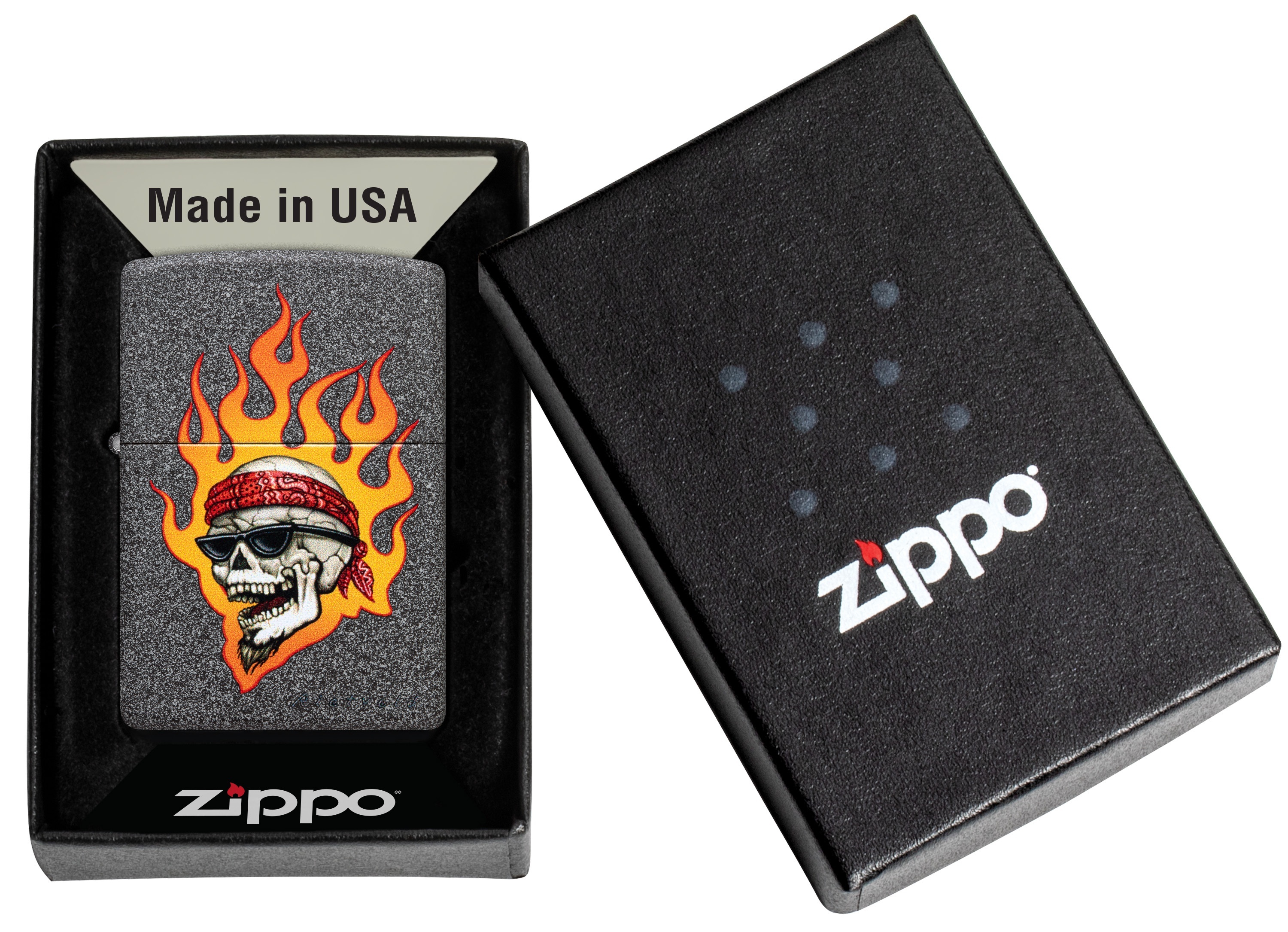 Front shot of Zippo Bejeweled Beetle Design High Polish Brass Windproof Lighter standing at a 3/4 angle.