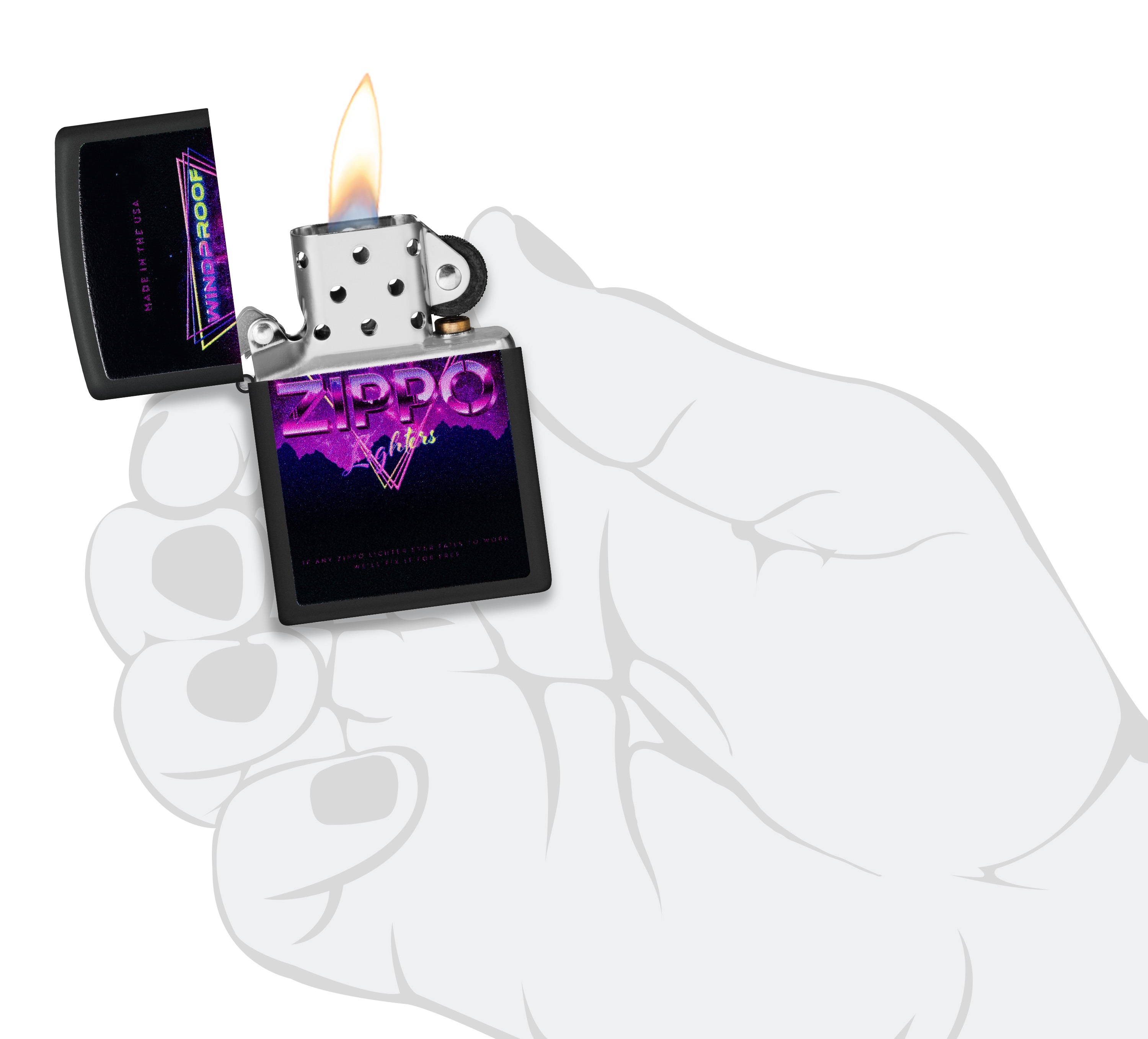 Front shot of Zippo Bejeweled Beetle Design High Polish Brass Windproof Lighter standing at a 3/4 angle.