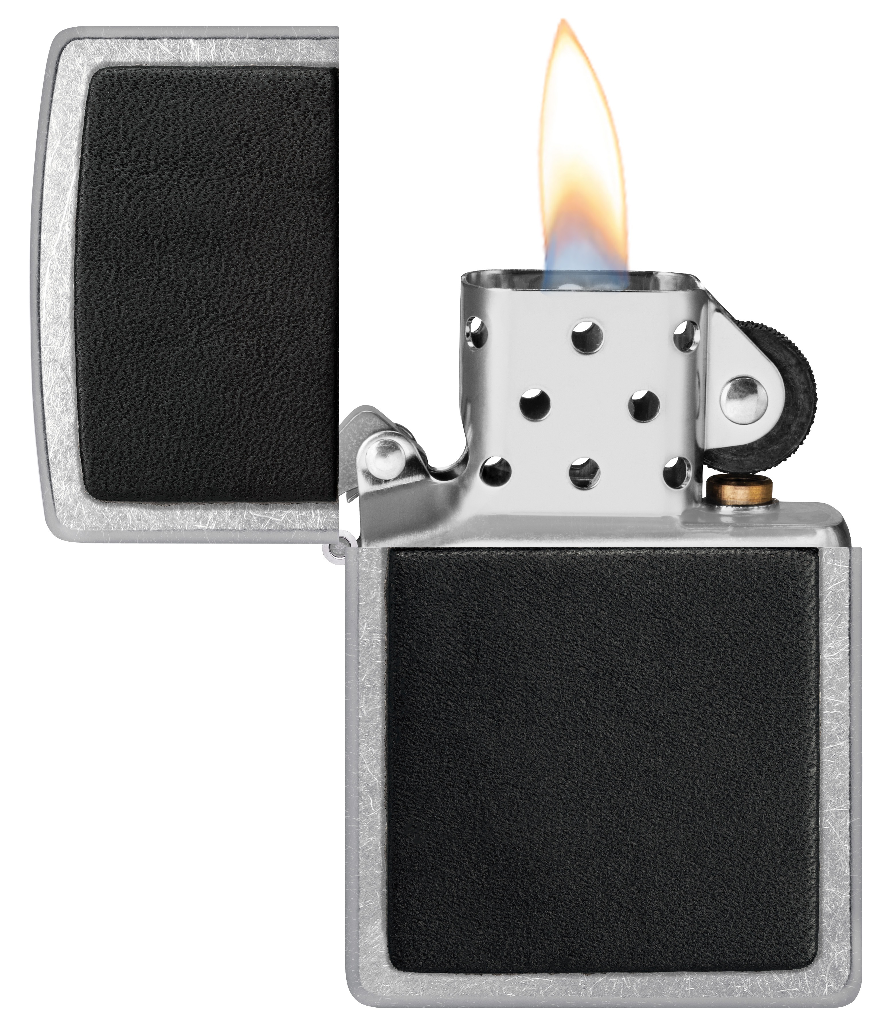 Front shot of Zippo Bejeweled Beetle Design High Polish Brass Windproof Lighter standing at a 3/4 angle.