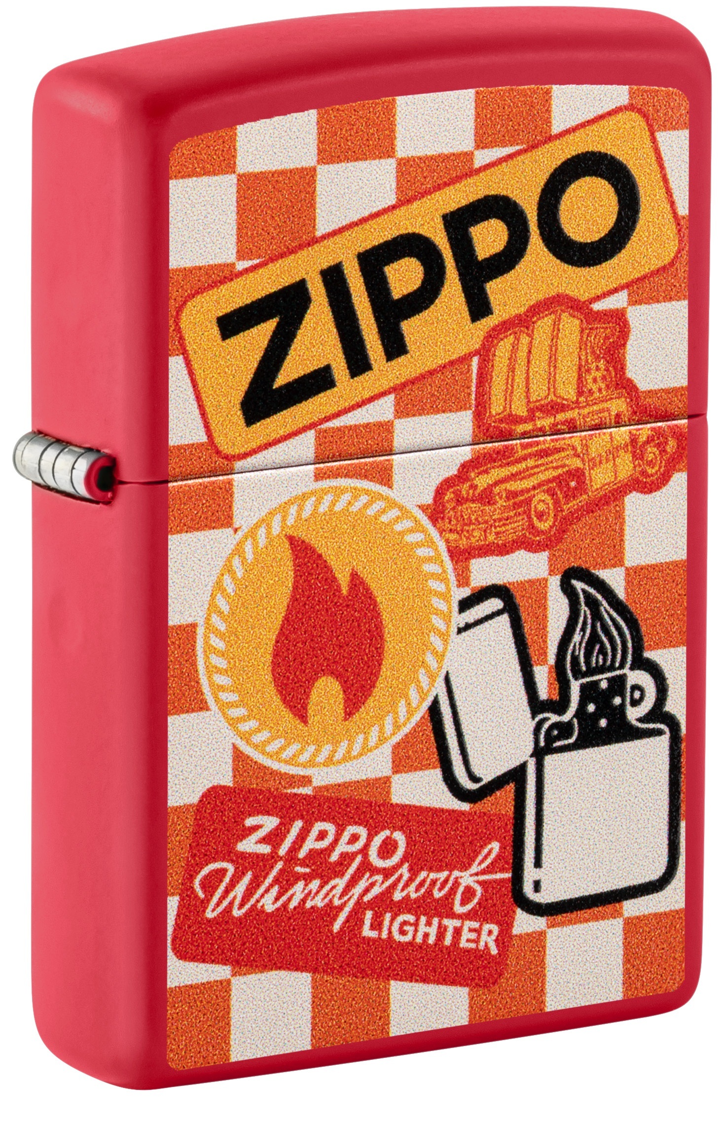 Front shot of Zippo Bejeweled Beetle Design High Polish Brass Windproof Lighter standing at a 3/4 angle.