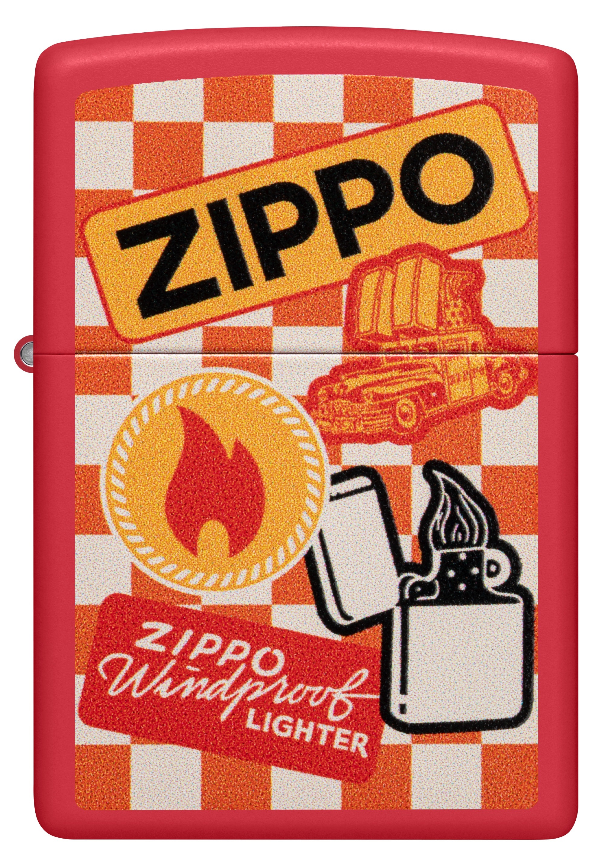 Front shot of Zippo Bejeweled Beetle Design High Polish Brass Windproof Lighter standing at a 3/4 angle.