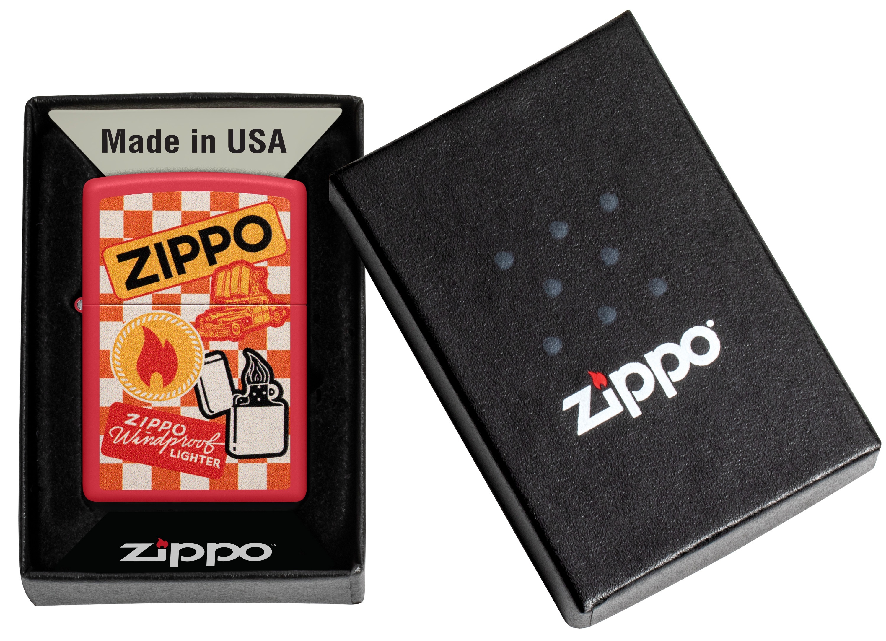 Front shot of Zippo Bejeweled Beetle Design High Polish Brass Windproof Lighter standing at a 3/4 angle.