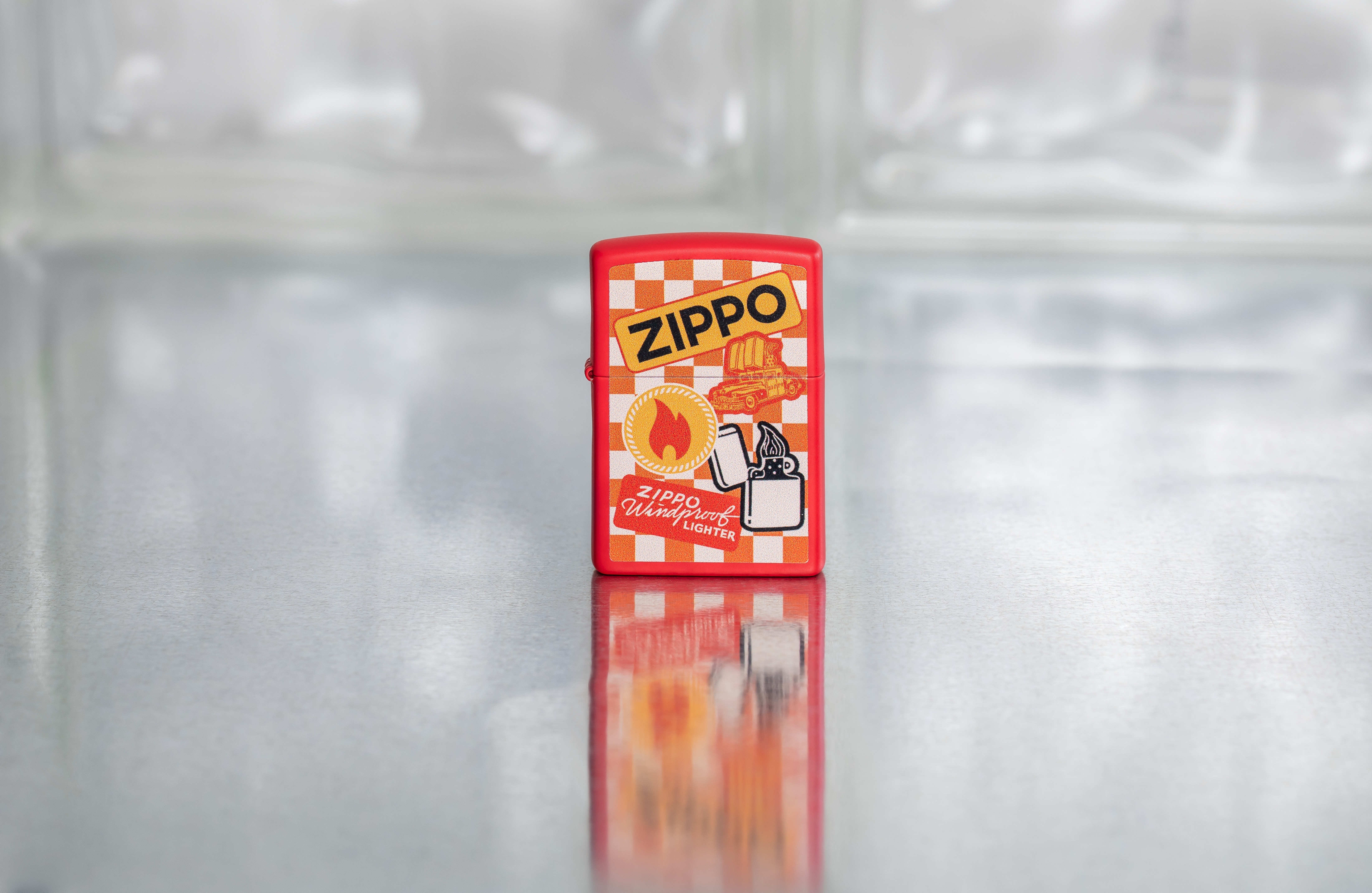 Front shot of Zippo Bejeweled Beetle Design High Polish Brass Windproof Lighter standing at a 3/4 angle.