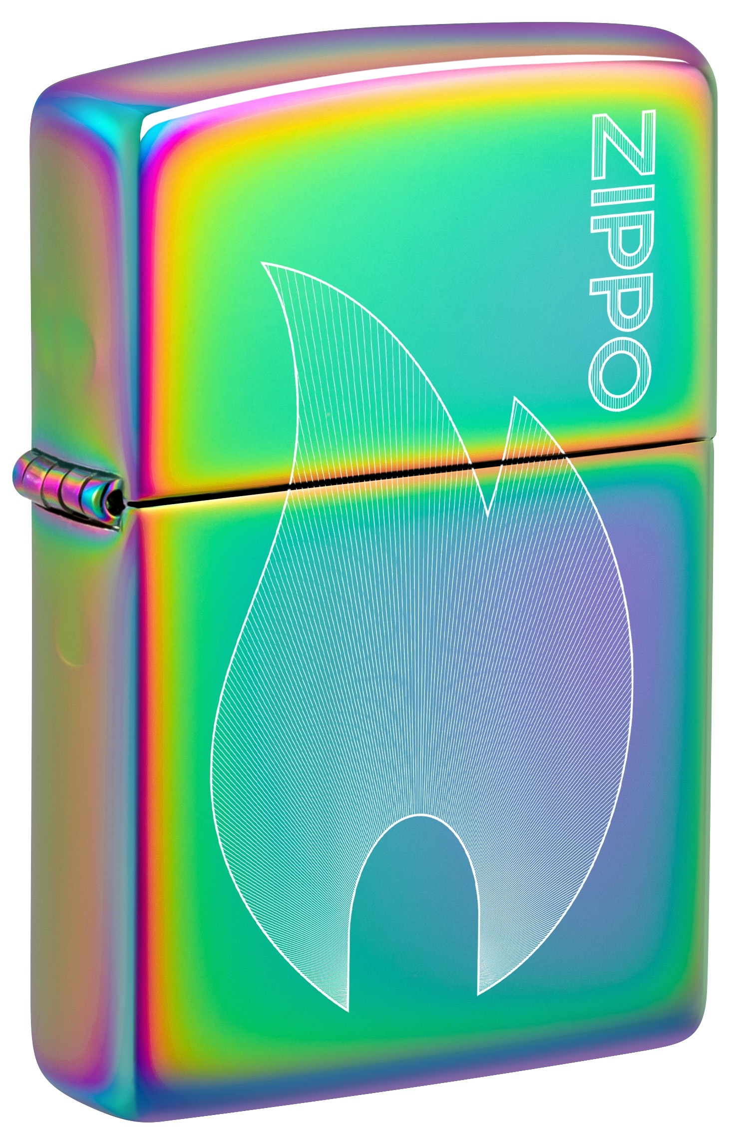 Front shot of Zippo Bejeweled Beetle Design High Polish Brass Windproof Lighter standing at a 3/4 angle.