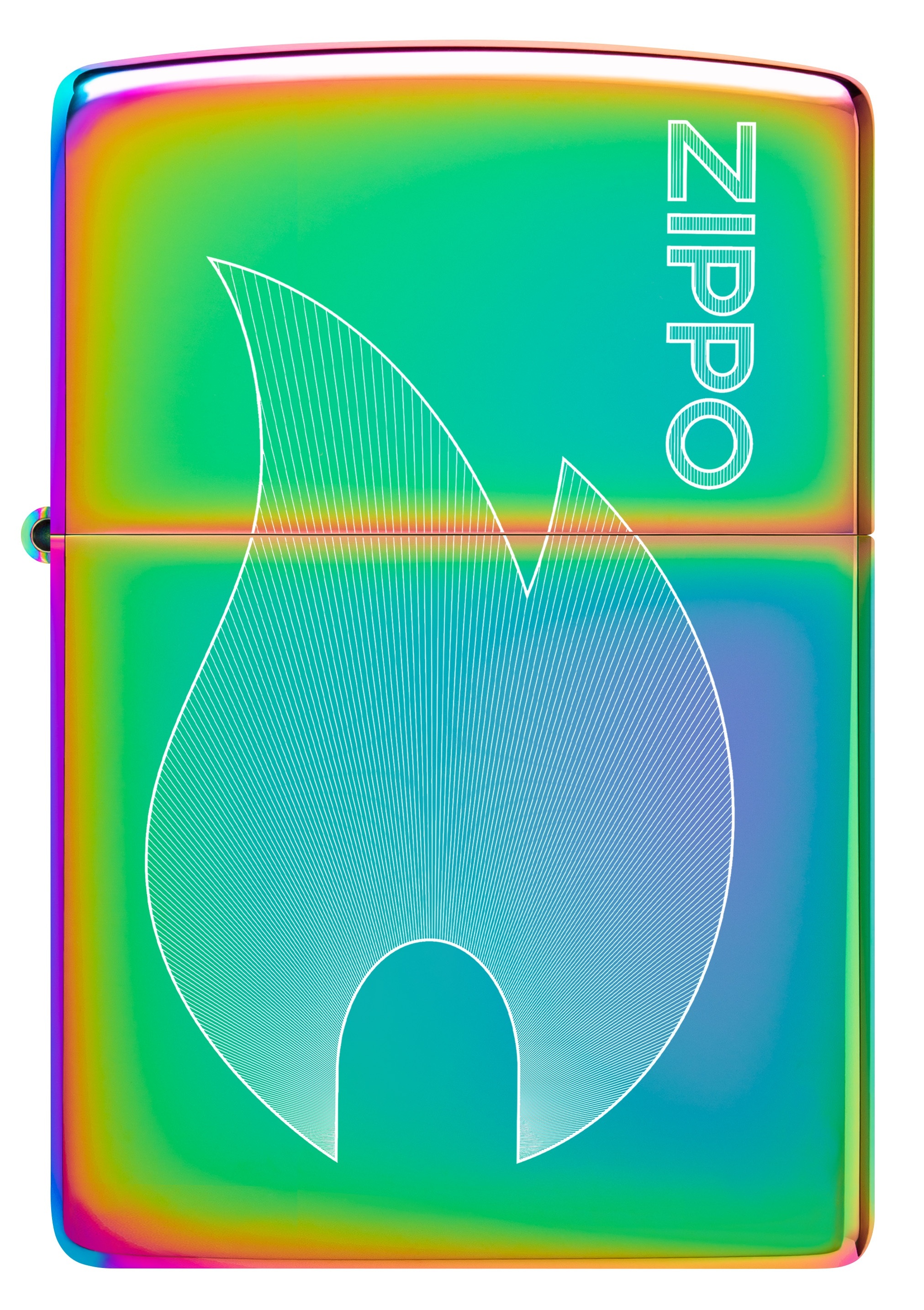 Front shot of Zippo Bejeweled Beetle Design High Polish Brass Windproof Lighter standing at a 3/4 angle.