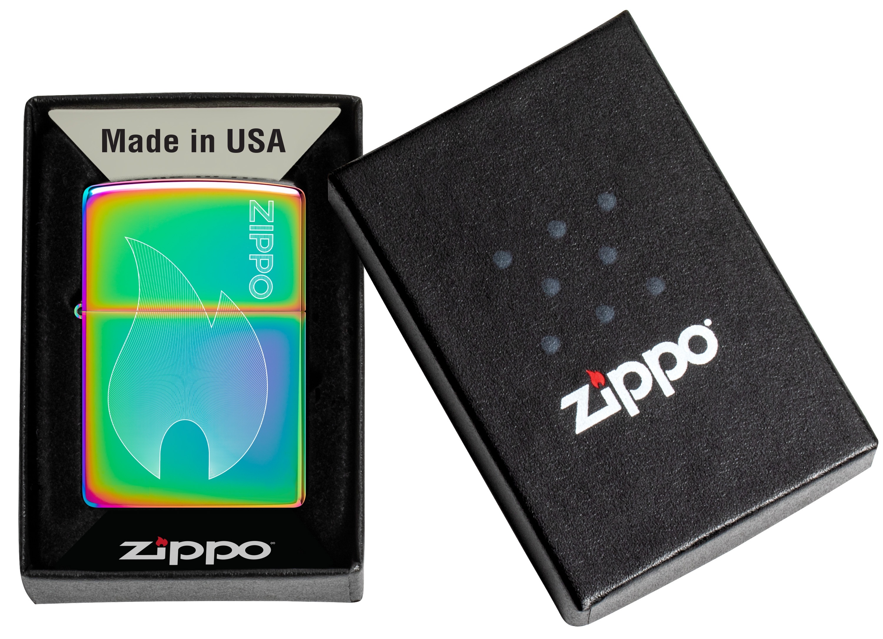 Front shot of Zippo Bejeweled Beetle Design High Polish Brass Windproof Lighter standing at a 3/4 angle.