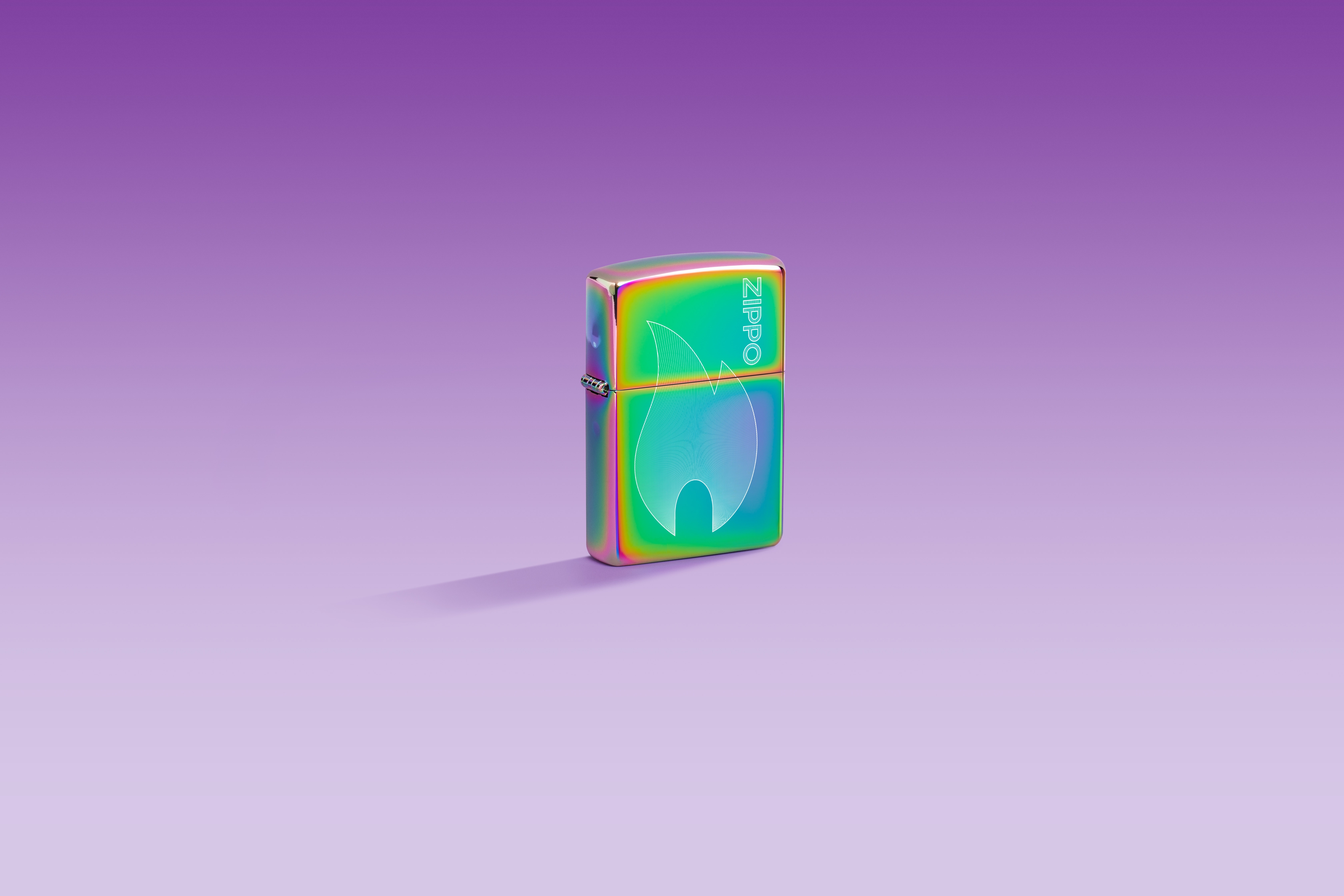 Front shot of Zippo Bejeweled Beetle Design High Polish Brass Windproof Lighter standing at a 3/4 angle.