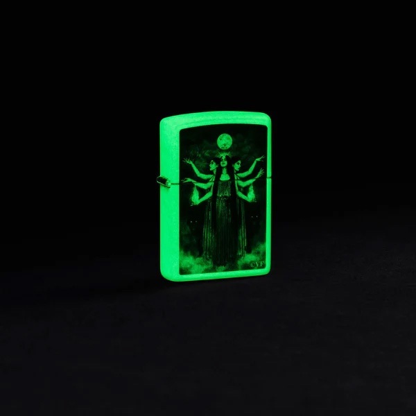 Front shot of Zippo Bejeweled Beetle Design High Polish Brass Windproof Lighter standing at a 3/4 angle.