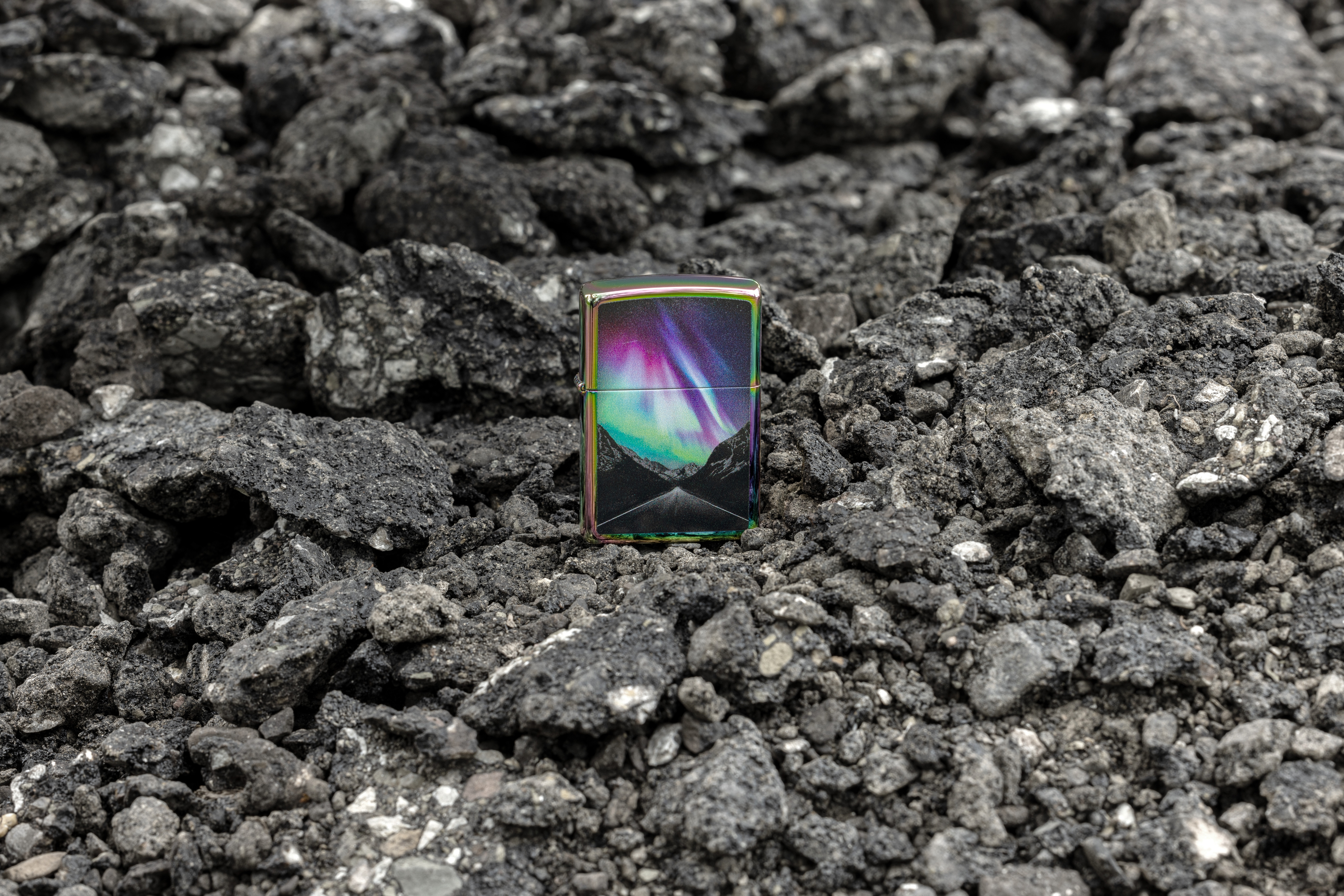 Front shot of Zippo Bejeweled Beetle Design High Polish Brass Windproof Lighter standing at a 3/4 angle.